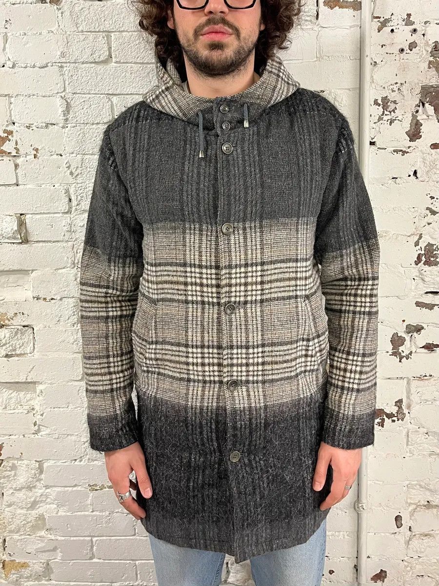 Daniele Alessandrini Daniele Alessandrini Tartan Gradient Grey Long Coat Size US M / EU 48-50 / 2 - 2 Thumbnail
