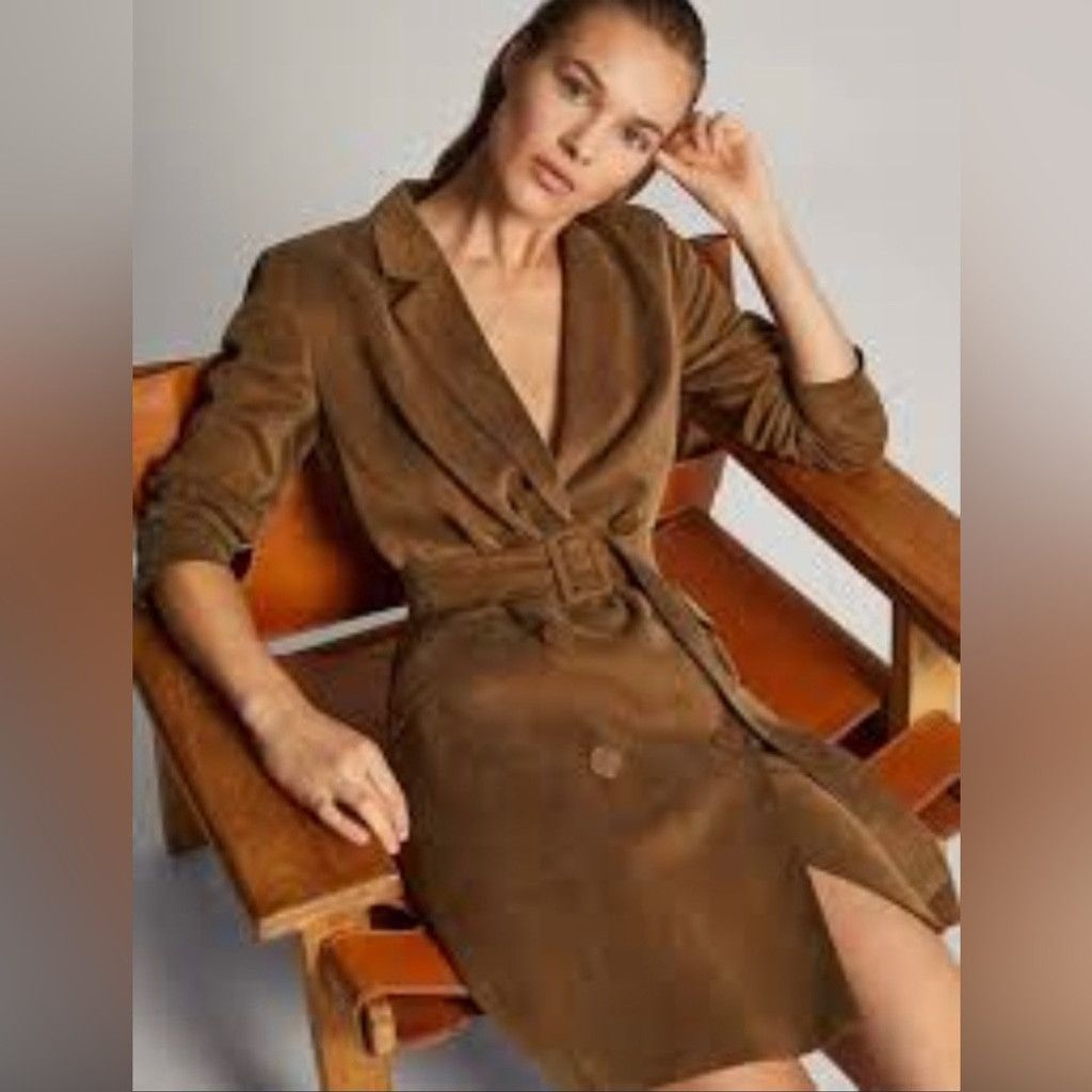 Massimo Dutti MASSIMO DUTTI Blazer Dress / Trench Coat Tan Belted Fall 6 Size M / US 6-8 / IT 42-44 - 3 Thumbnail