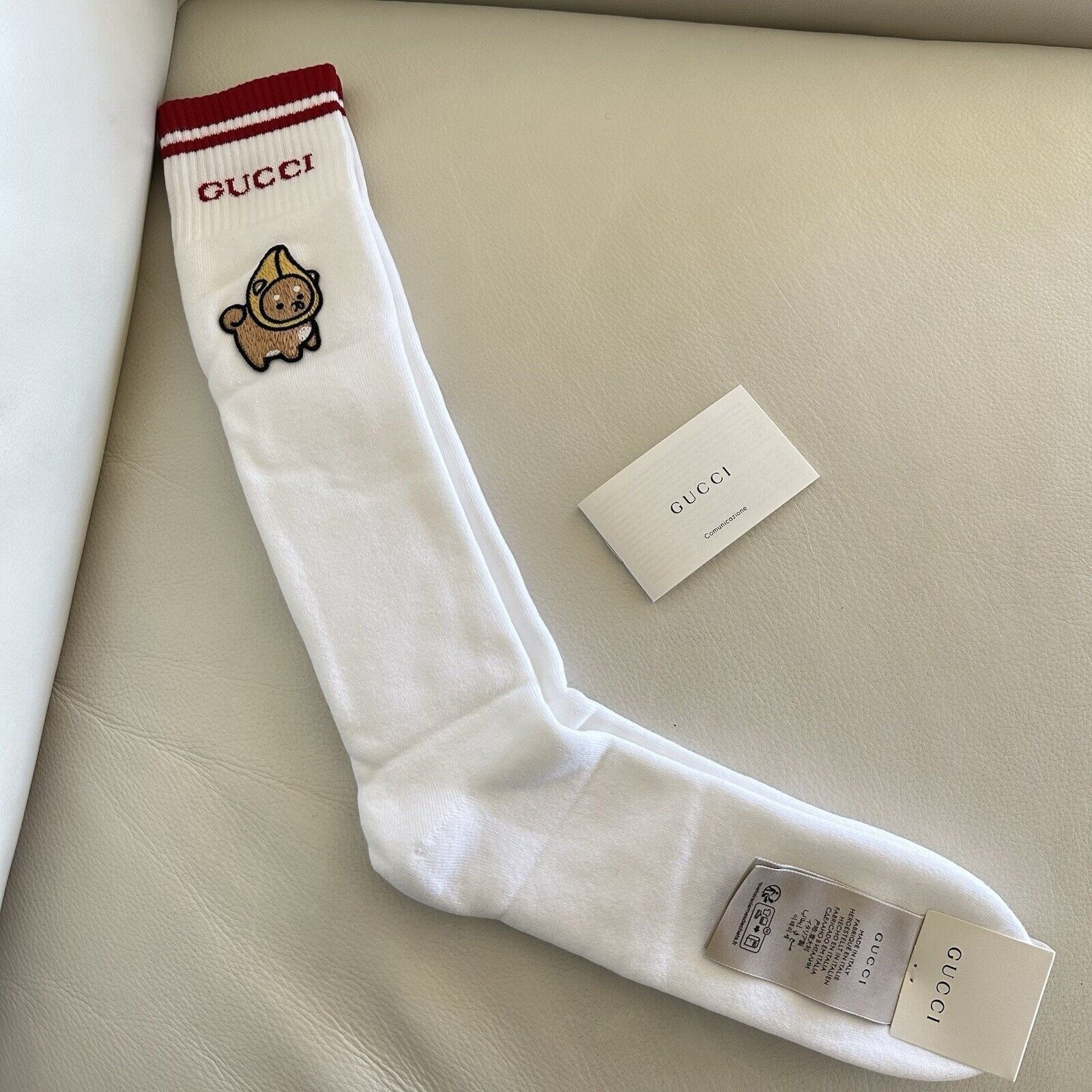 Gucci NEW GUCCI SOCKS WHITE RED Banana Pong Size L Size ONE SIZE - 2 Thumbnail