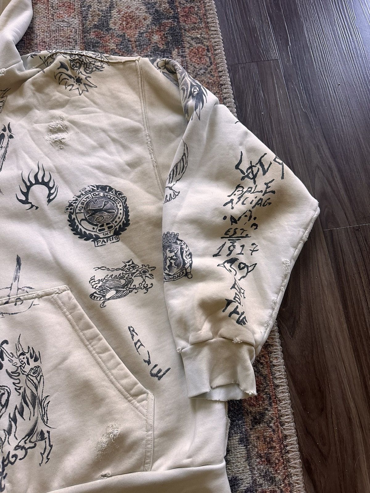 Balenciaga Balenciaga Tattoo Zip-Up Hoodie | Grailed