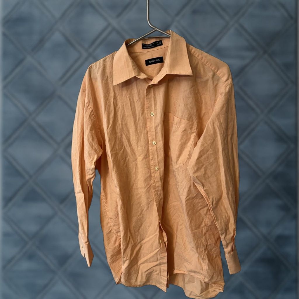 Nautica Nautica Button-Up Shirt Mens 16.5 Orange Solid Collared Long Sleeve Button-Down Size US L / EU 52-54 / 3 - 1 Thumbnail