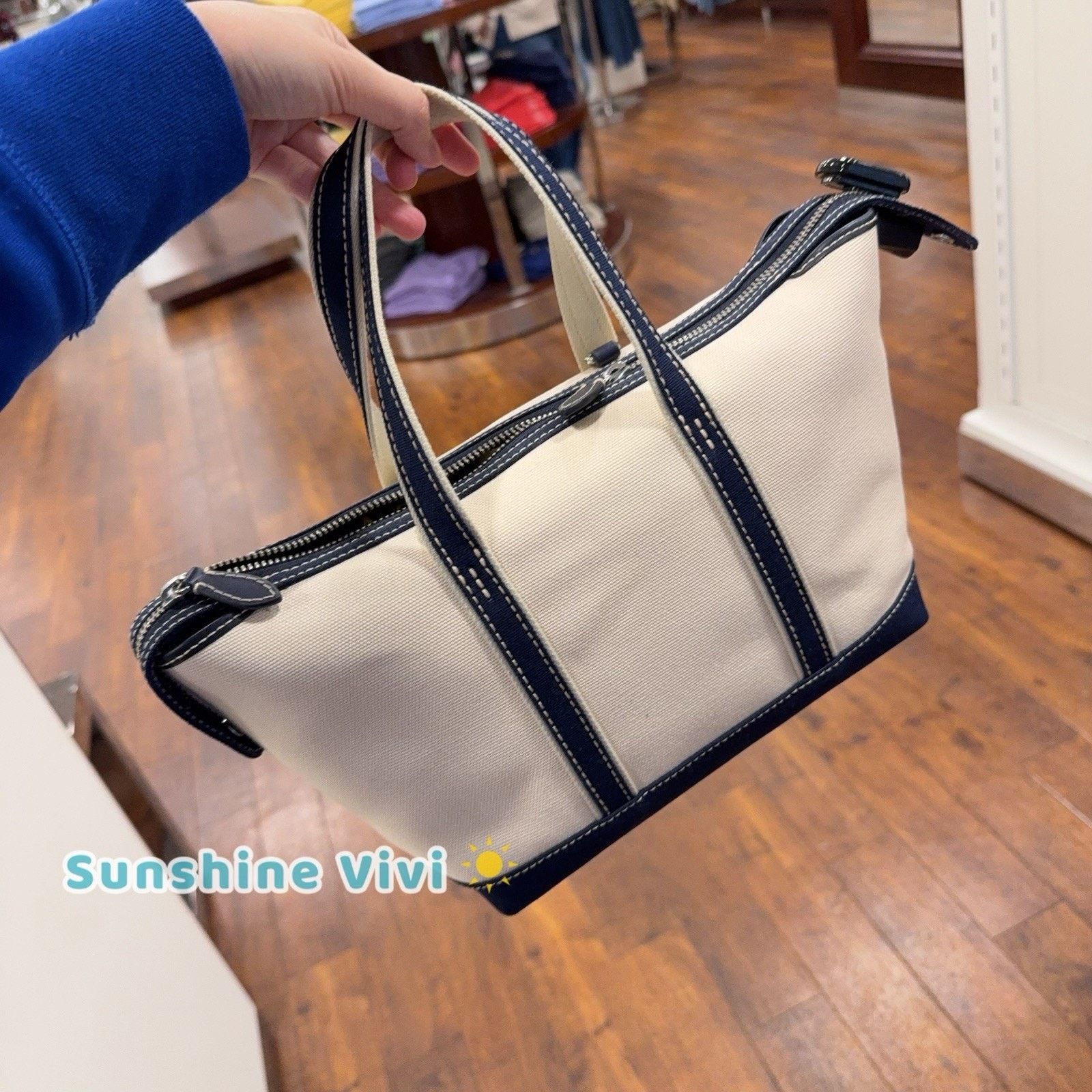 Polo Ralph Lauren NWT Polo Ralph Lauren Canvas Zip Tote Bag Crossbody Navy Size ONE SIZE - 5 Thumbnail