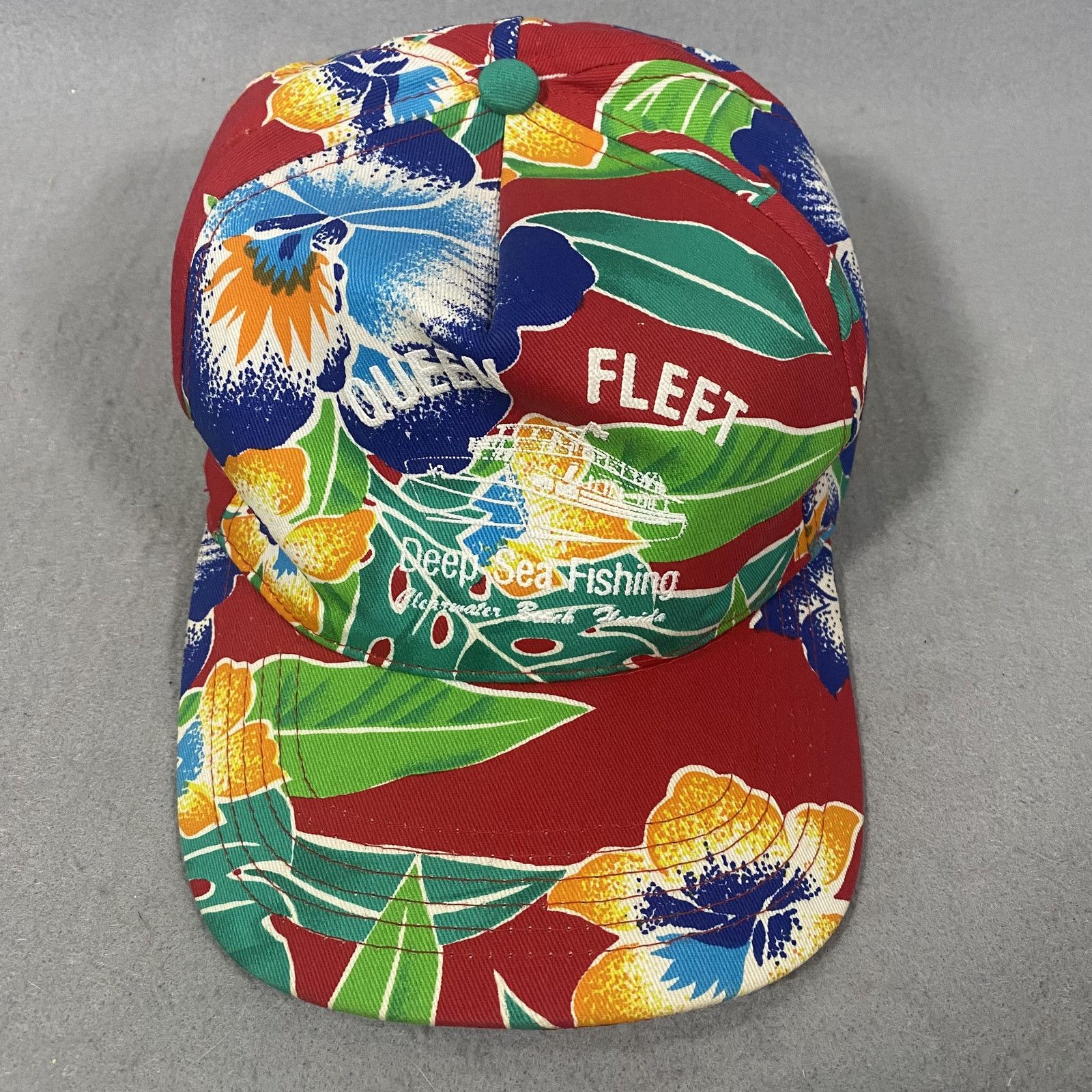 Other Vtg Queen Fleet Deep Sea Fishing Florida Hat Floral Hawaiian Size ONE SIZE - 1 Thumbnail