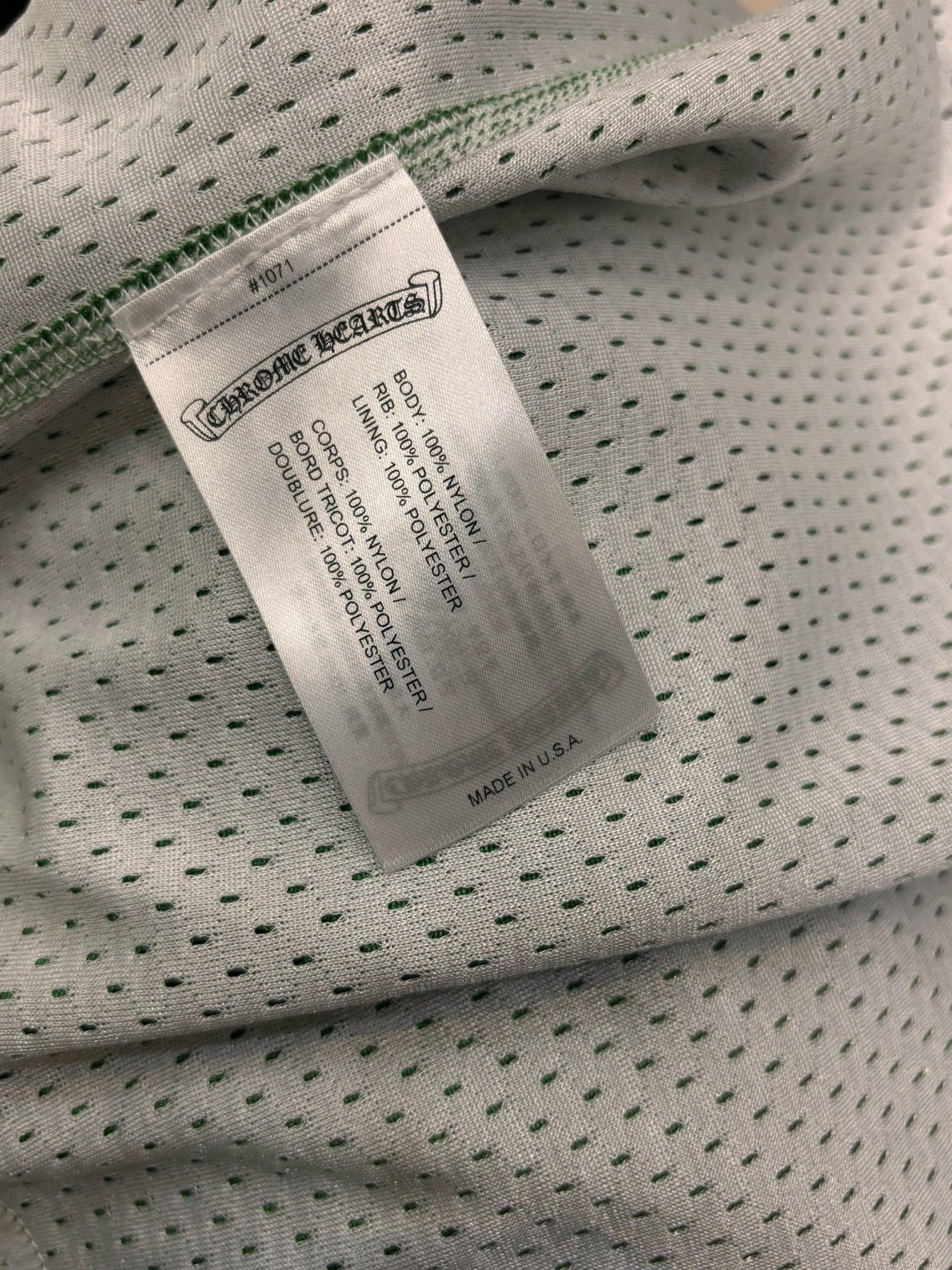 Chrome Hearts CHROME HEARTS Mesh Reversible Basketball Jersey GREEN/WHITE Size US L / EU 52-54 / 3 - 14 Thumbnail