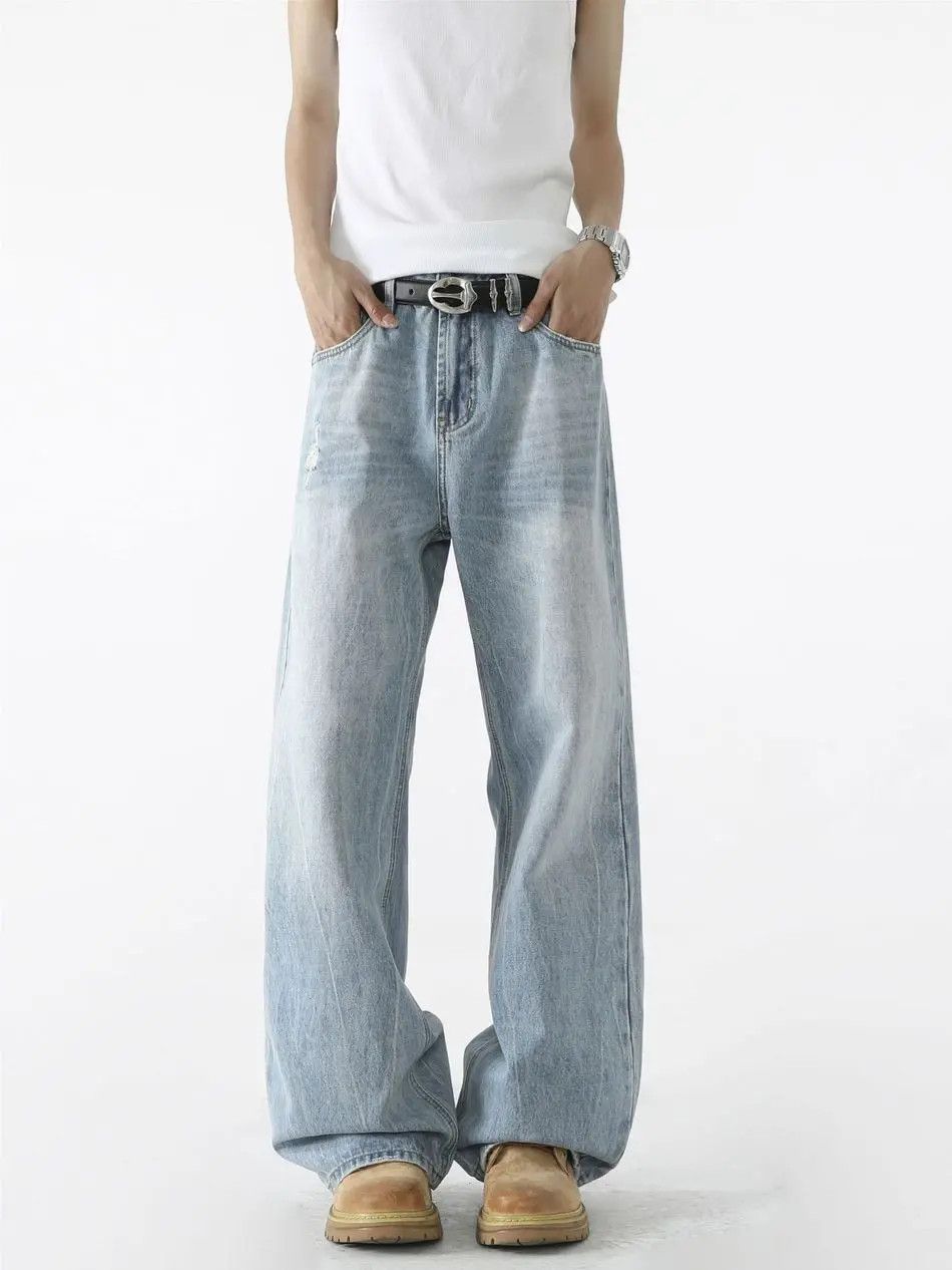 Japanese Brand Retro loose straight leg casual wide leg jeans Size US 30 / EU 46 - 3 Thumbnail
