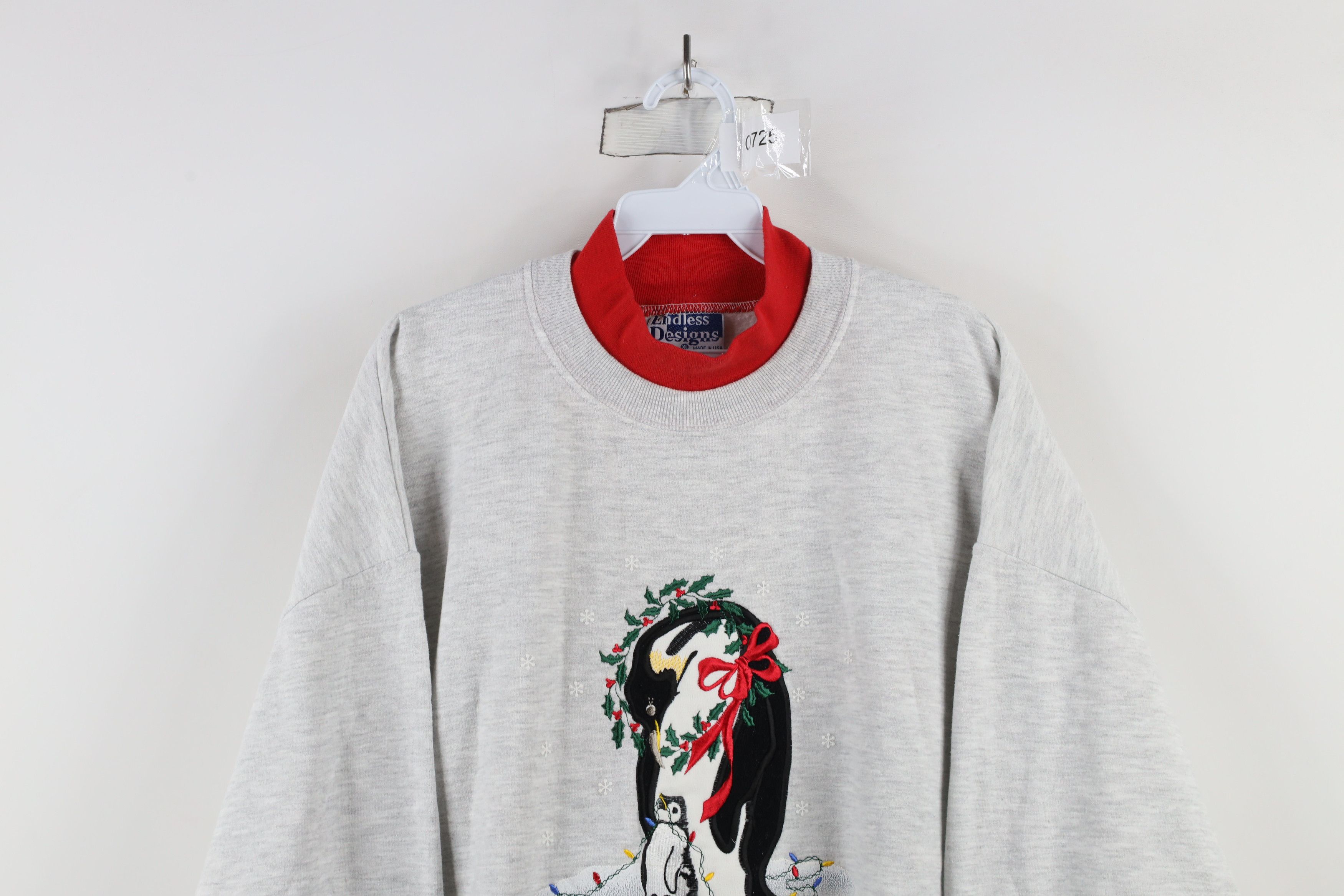 Vintage Vintage 90s Christmas Penguin Mock Neck Sweatshirt Gray USA Size XL / US 12-14 / IT 48-50 - 2 Thumbnail