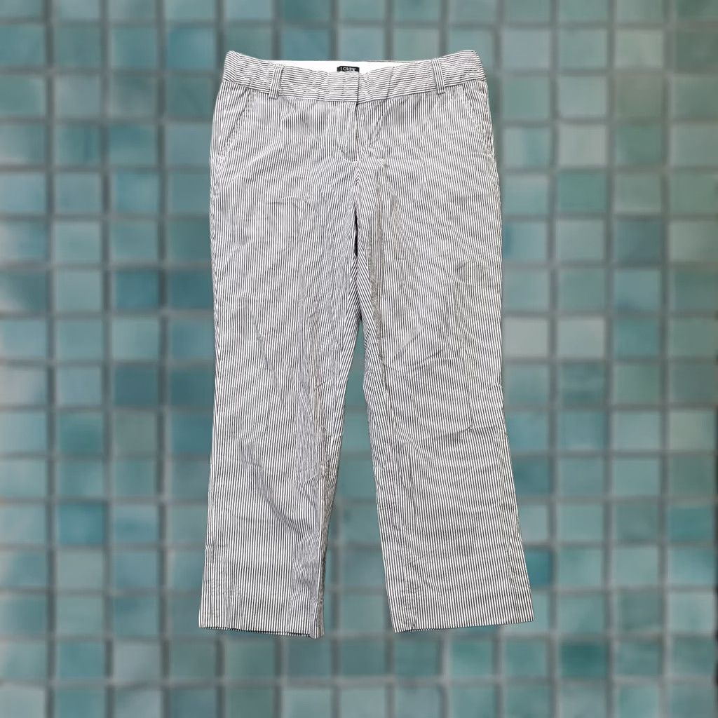 J.Crew VINTAGE J.CREW Pants Womens 6 Blue Seersucker Striped City Fit Straight Leg Size 28" / US 6 / IT 42 - 1 Thumbnail