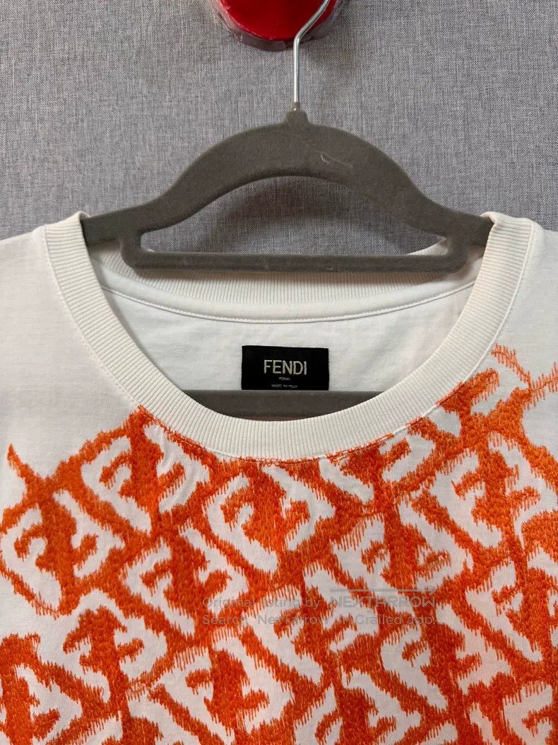 Fendi Fendi White and orange color block ff short-sleeved shirt Size US M / EU 48-50 / 2 - 4 Thumbnail
