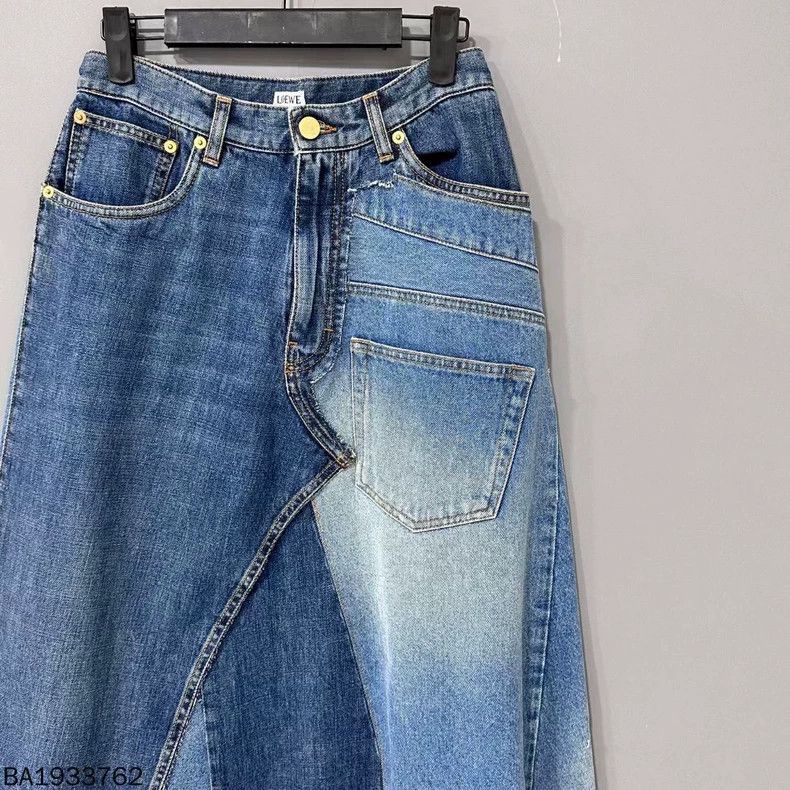 Loewe LOEWE Irregularly pieced leather skirt with denim Size 24" / US 00 / IT 34 - 2 Thumbnail