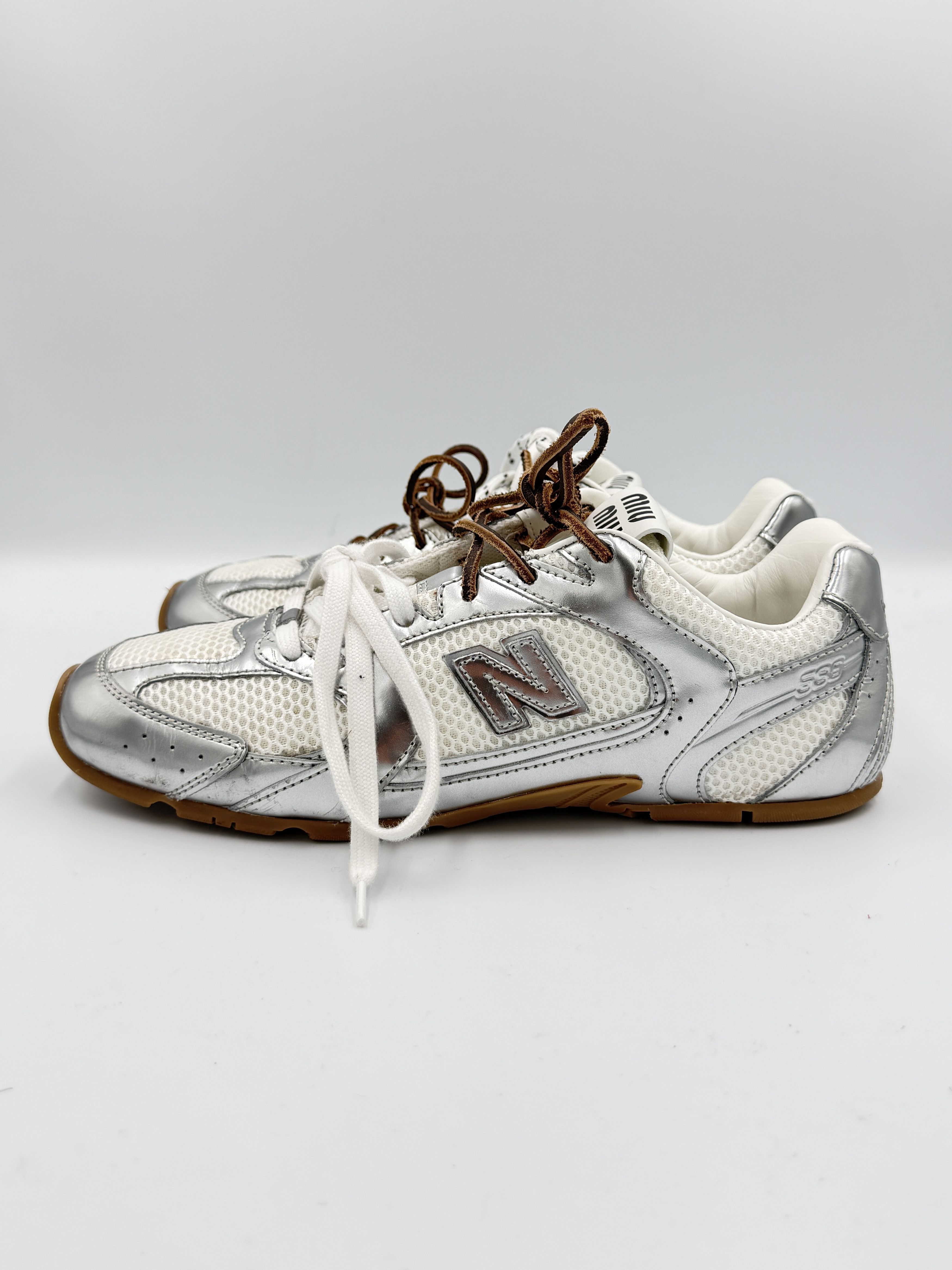 Miu Miu × New Balance Miu Miu New Balance 530 Metallic Silver Mesh Size US 8.5 / EU 41-42 - 4 Thumbnail