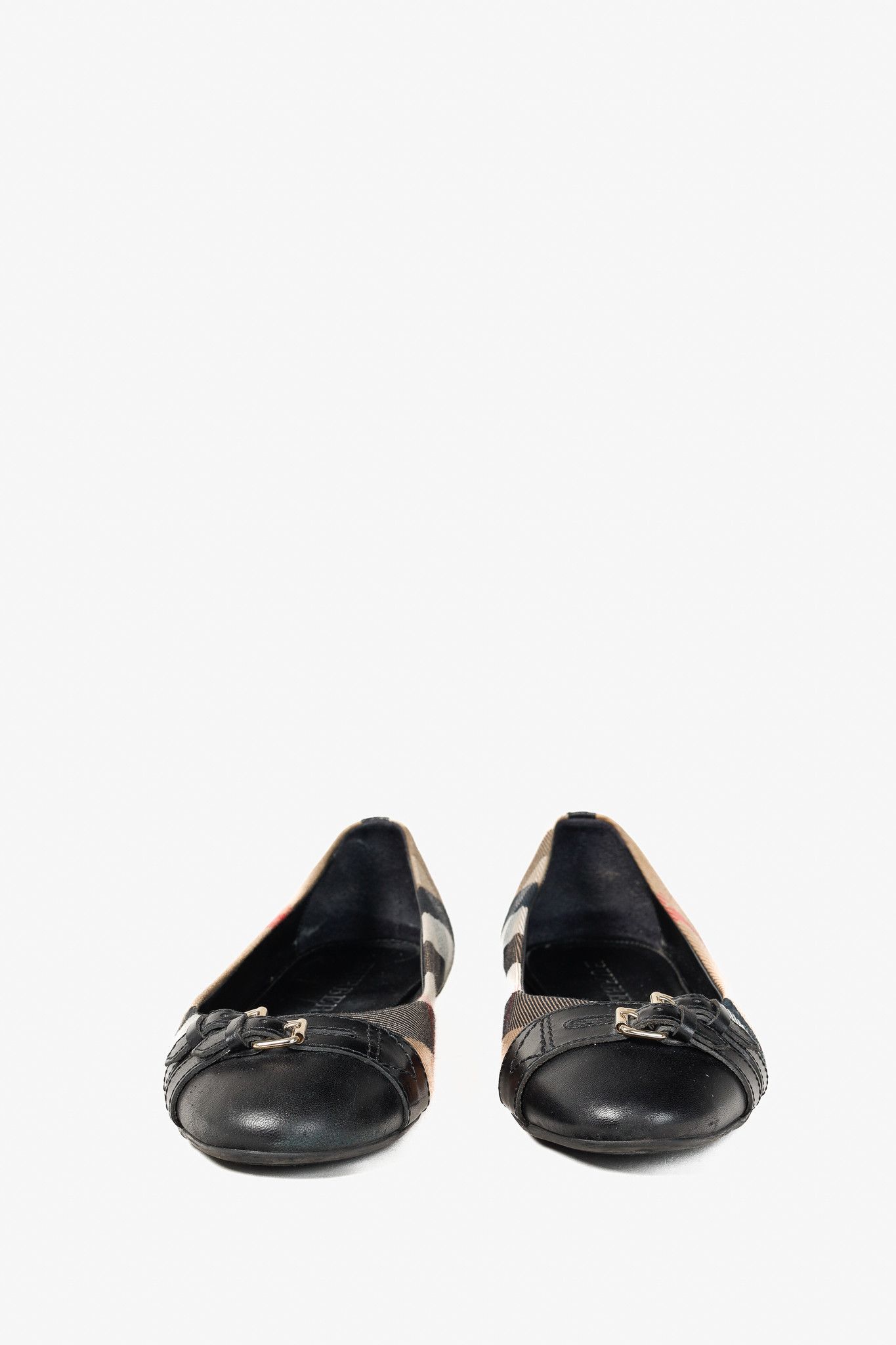 Burberry Burberry Avonwick House Check Leather-Trim Ballerina Flats Size US 9.5 / IT 39.5 - 2 Thumbnail
