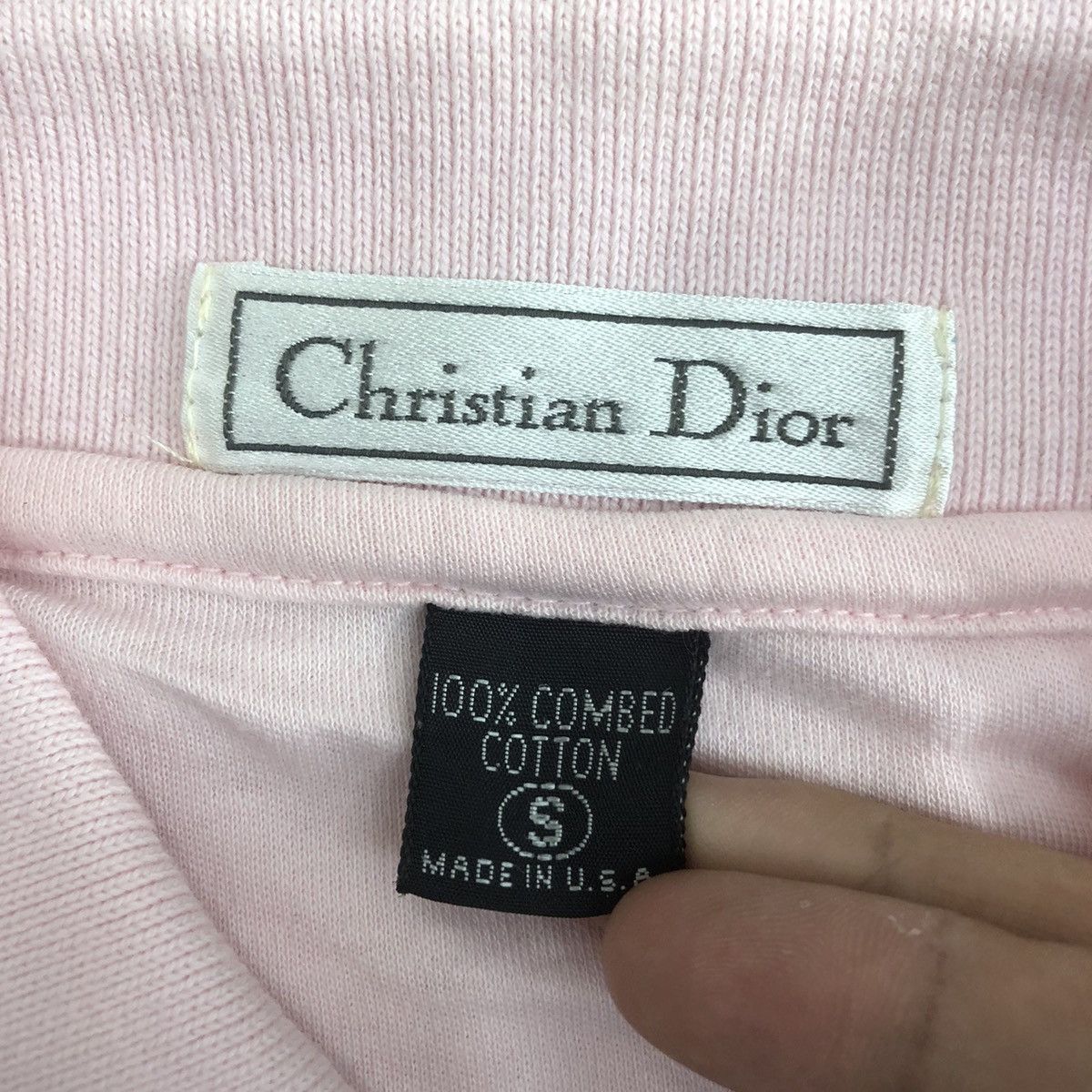 Dior Vintage DIOR CHRISTIAN DIOR Embroidered Pink Polo Tee Shirt Size S / US 4 / IT 40 - 4 Thumbnail
