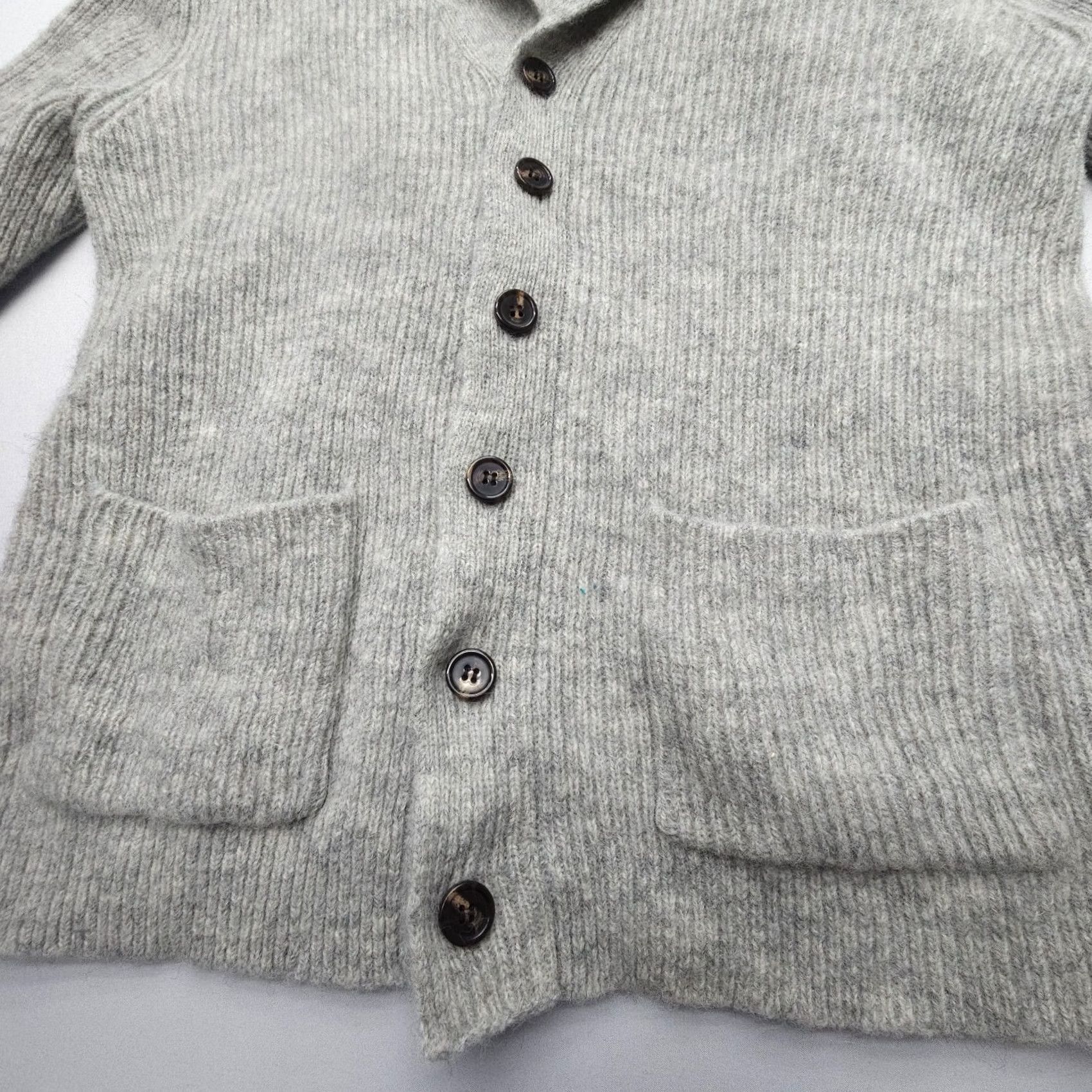 Vintage Line of Trade Dockside Shawl Cardigan Mens Medium Gray 100% Shetland Wool Button Size US M / EU 48-50 / 2 - 6 Thumbnail