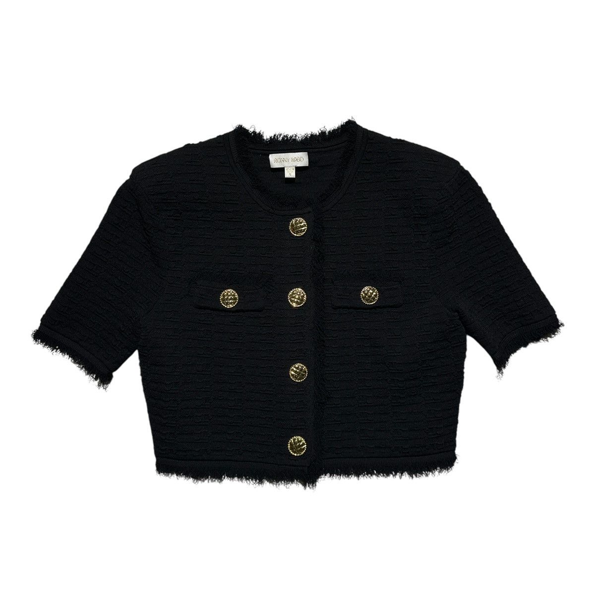 Tweed golden buttoned cropped jacket