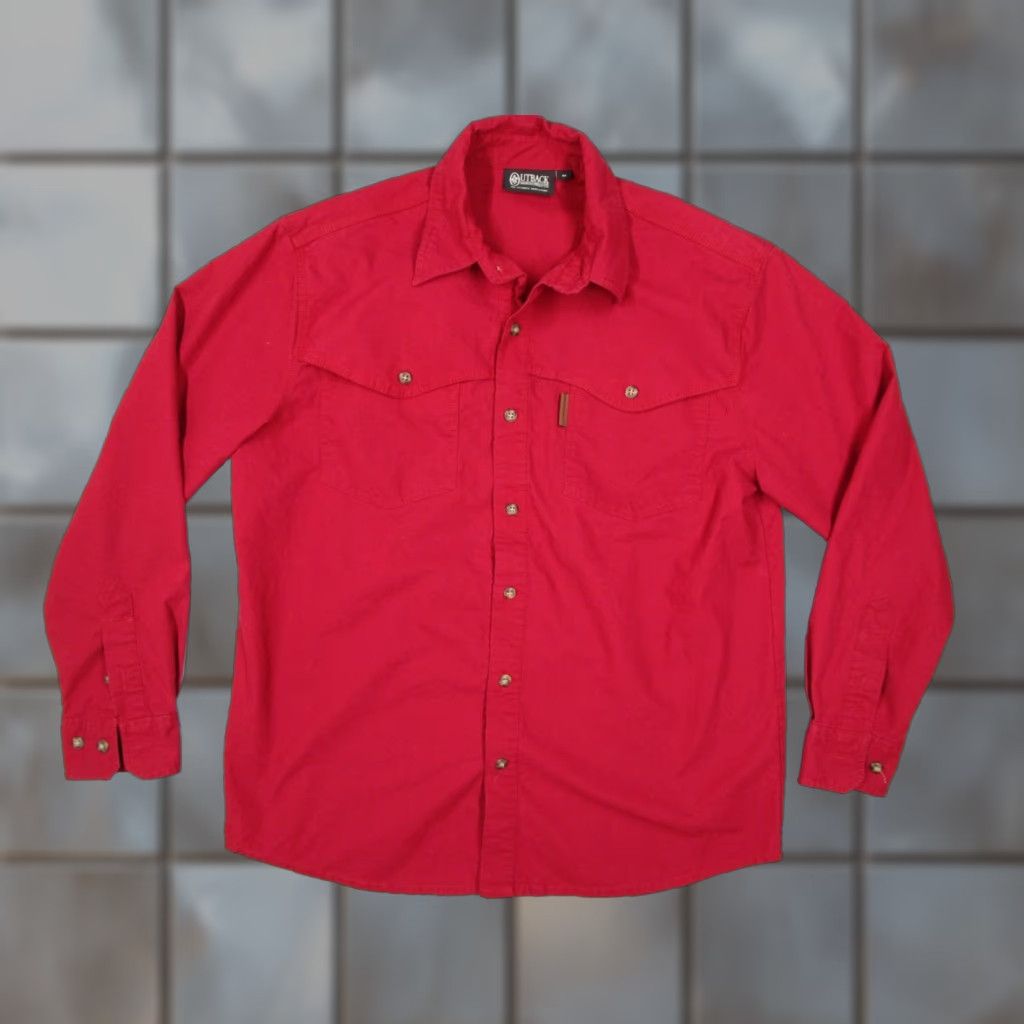 Vintage VINTAGE Outback Trading Company Men's Red Twill Long Sleeve Button-Up Shirt Casual Workwear 100% Cotton M Size US M / EU 48-50 / 2 - 1 Thumbnail