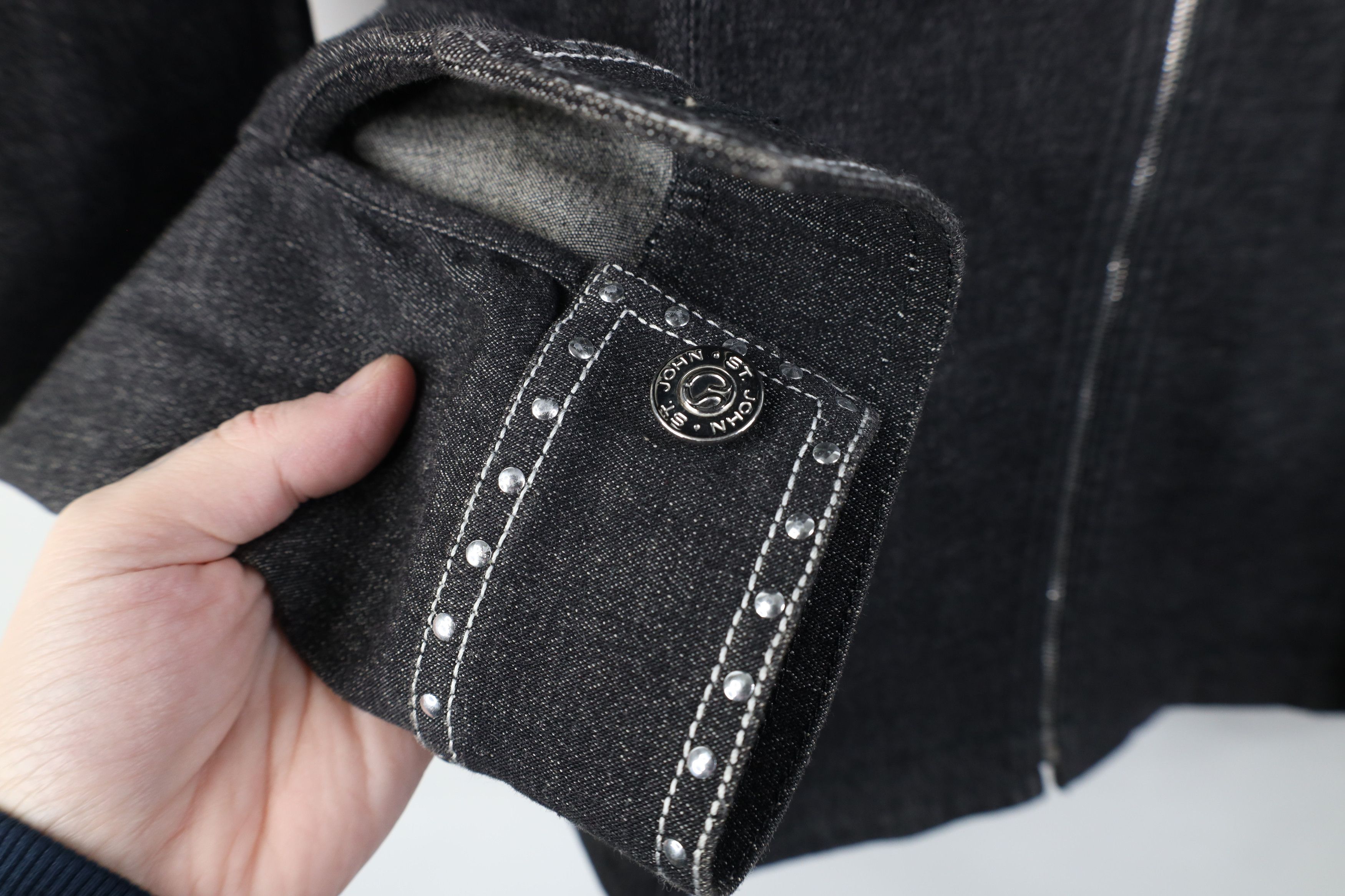 St. John Vintage 90s St John Sport Full Zip Denim Jacket Gray USA Size L / US 10 / IT 46 - 9 Thumbnail