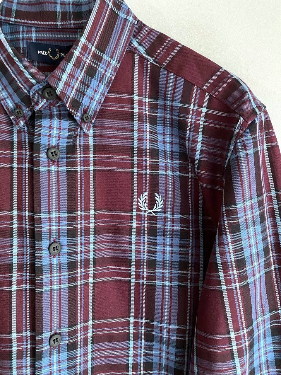 Fred Perry Fred Perry Men's Burgundy/Blue Tartan Winter Shirt, Size S Size US S / EU 44-46 / 1 - 6 Thumbnail