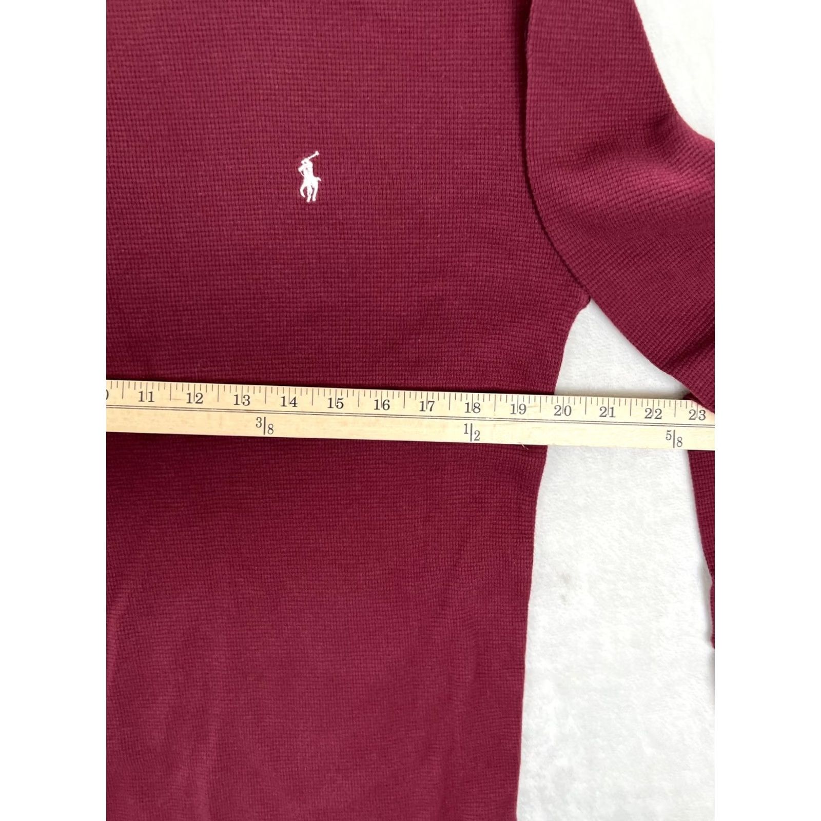 Polo Ralph Lauren Polo Ralph Lauren Thermal Sweater Mens Large Red Crew Neck Waffle Pony Logo Shirt Size US L / EU 52-54 / 3 - 5 Thumbnail