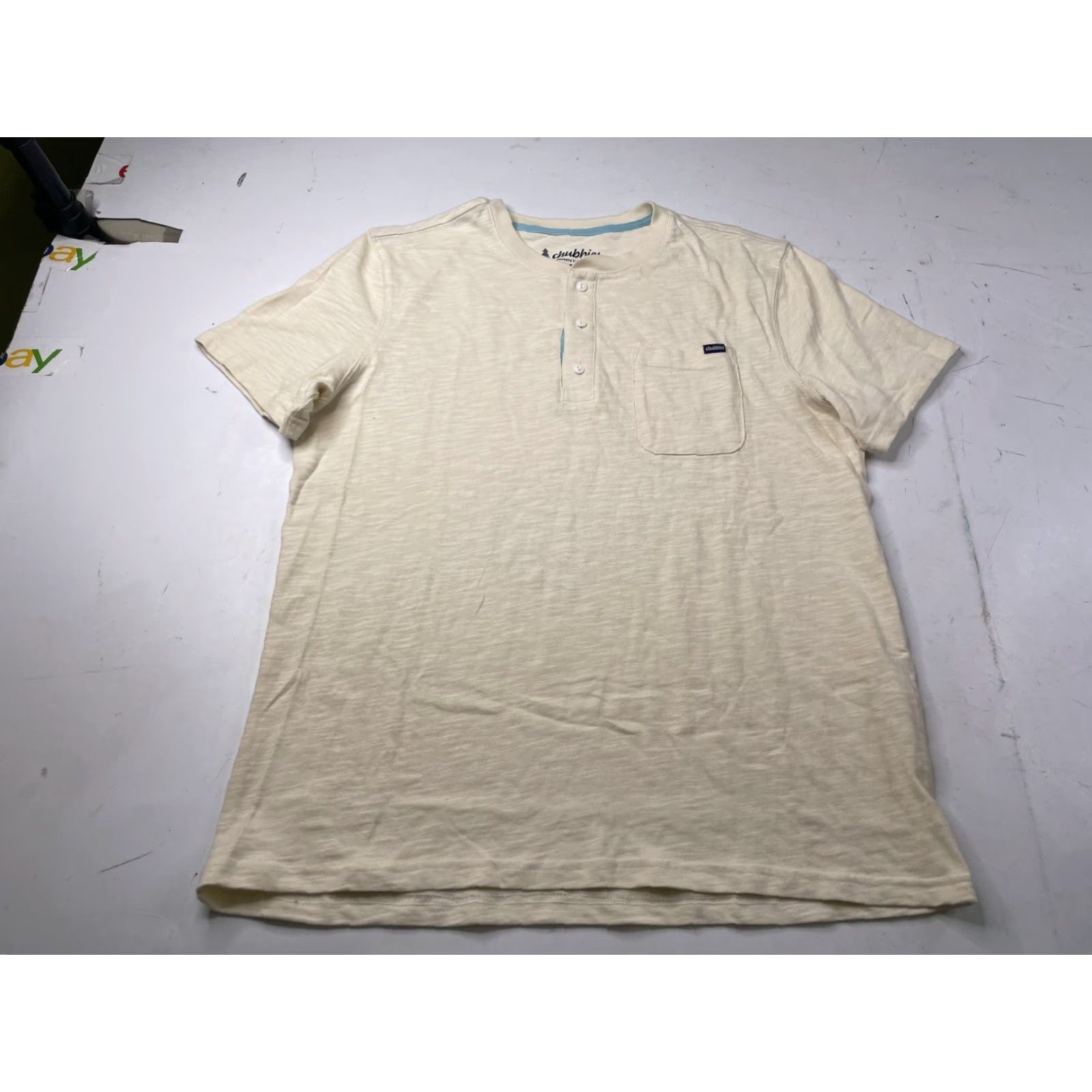 Chubbies Chubbies The Slice Of Life Henley Shirt Mens M Yellow/White Heathered Short Sleeve Pullover Shirt Size US M / EU 48-50 / 2 - 2 Thumbnail