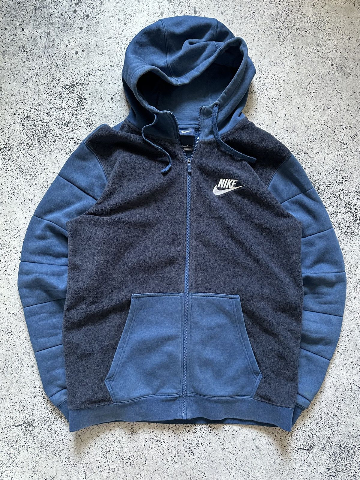 Nike × Vintage Vintage Nike Zip Hoodie Mini Swoosh Blue Fleece Y2K USA Size US M / EU 48-50 / 2 - 1 Thumbnail