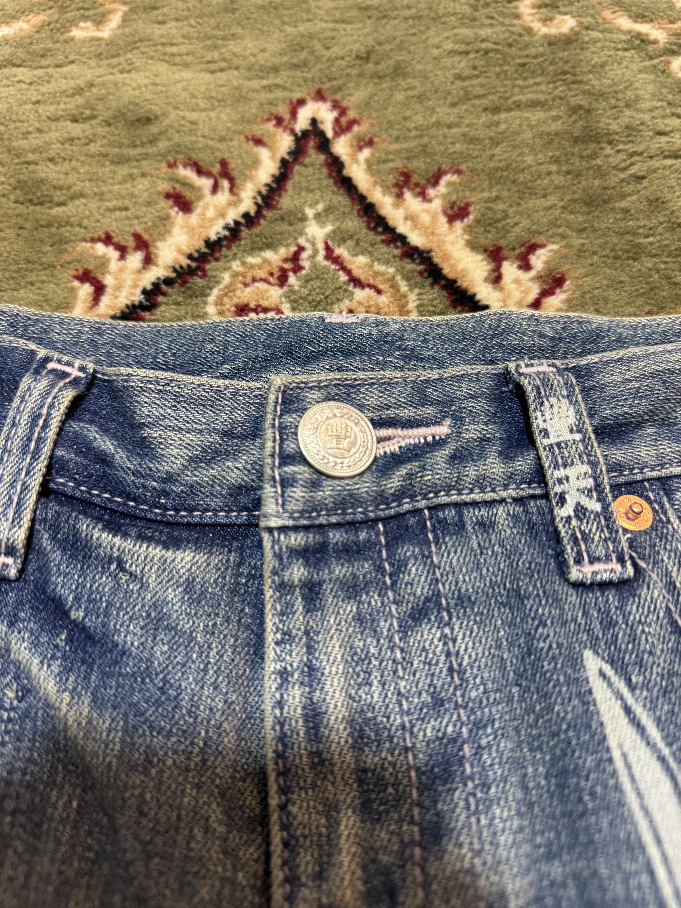 Beauty Beast × Final Home × Japanese Brand Japanese Brand Buden Akindo Distressed Script Painting Jeans Size US 34 / EU 50 - 7 Thumbnail