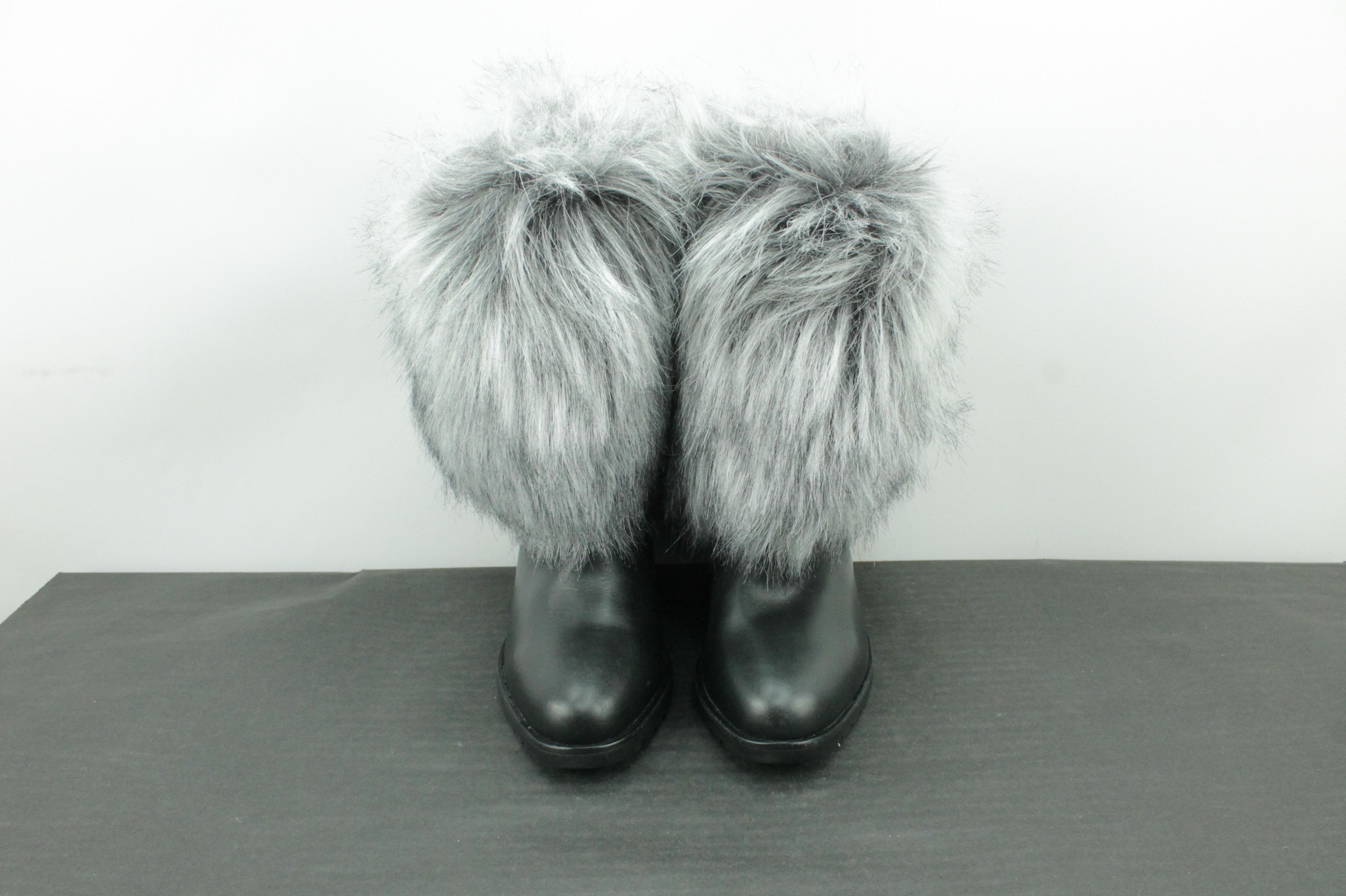 SOREL Sorel Park City Lux Leather Wedge Booties Faux Fur Black Size US 8.5 / IT 38.5 - 2 Thumbnail