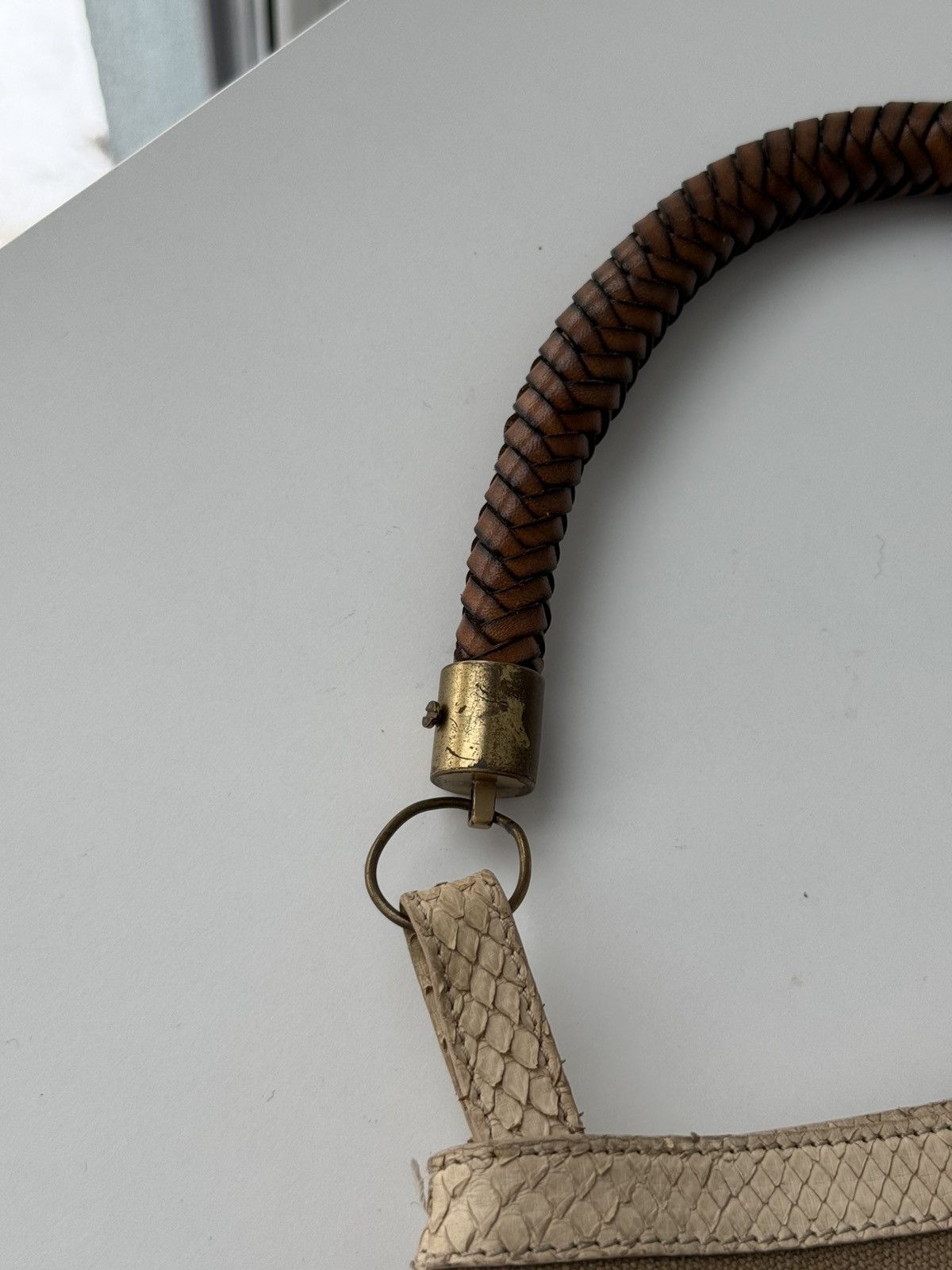 Burberry Prorsum Burberry Prorsum Python-Style Leather Canvas Shoulder Bag Size ONE SIZE - 11 Thumbnail