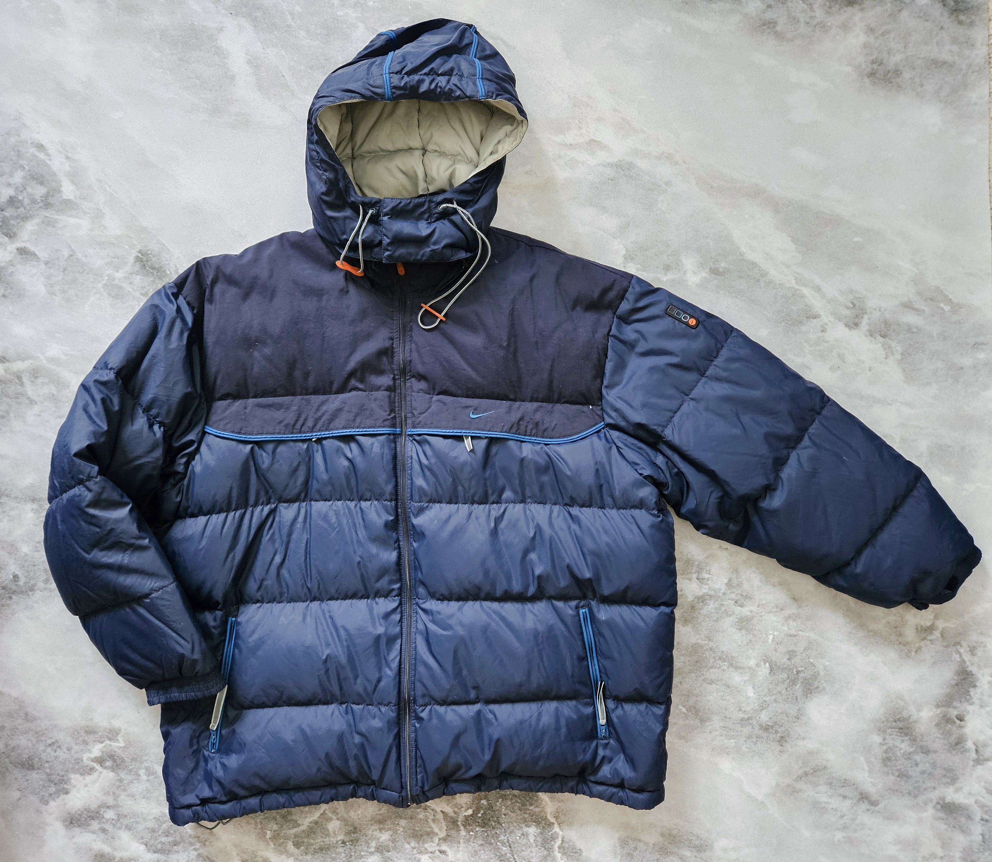 image of 90's Nike Down Jacket Puffer Hooded in Navy, Men's (Size 2XL)