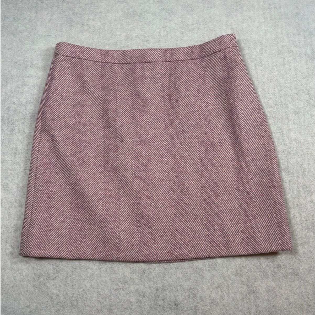J.Crew J.Crew Pink Herringbone Mini Skirt Wool Blend Preppy #0523 Size 36" / US 14 / IT 50 - 1 Thumbnail