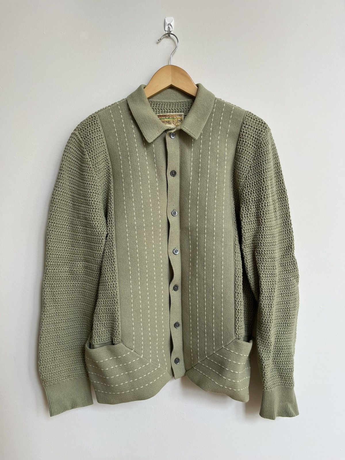 Aime Leon Dore Aime Leon Dore Pinstripe Polo Cardigan Size US L / EU 52-54 / 3 - 1 Thumbnail