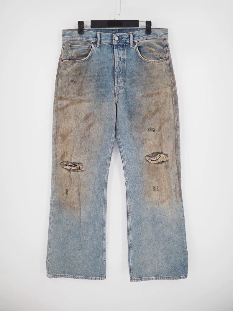 Acne Studios Acne Studios Blue Mud Damage Jeans Size US 33 - 2 Thumbnail