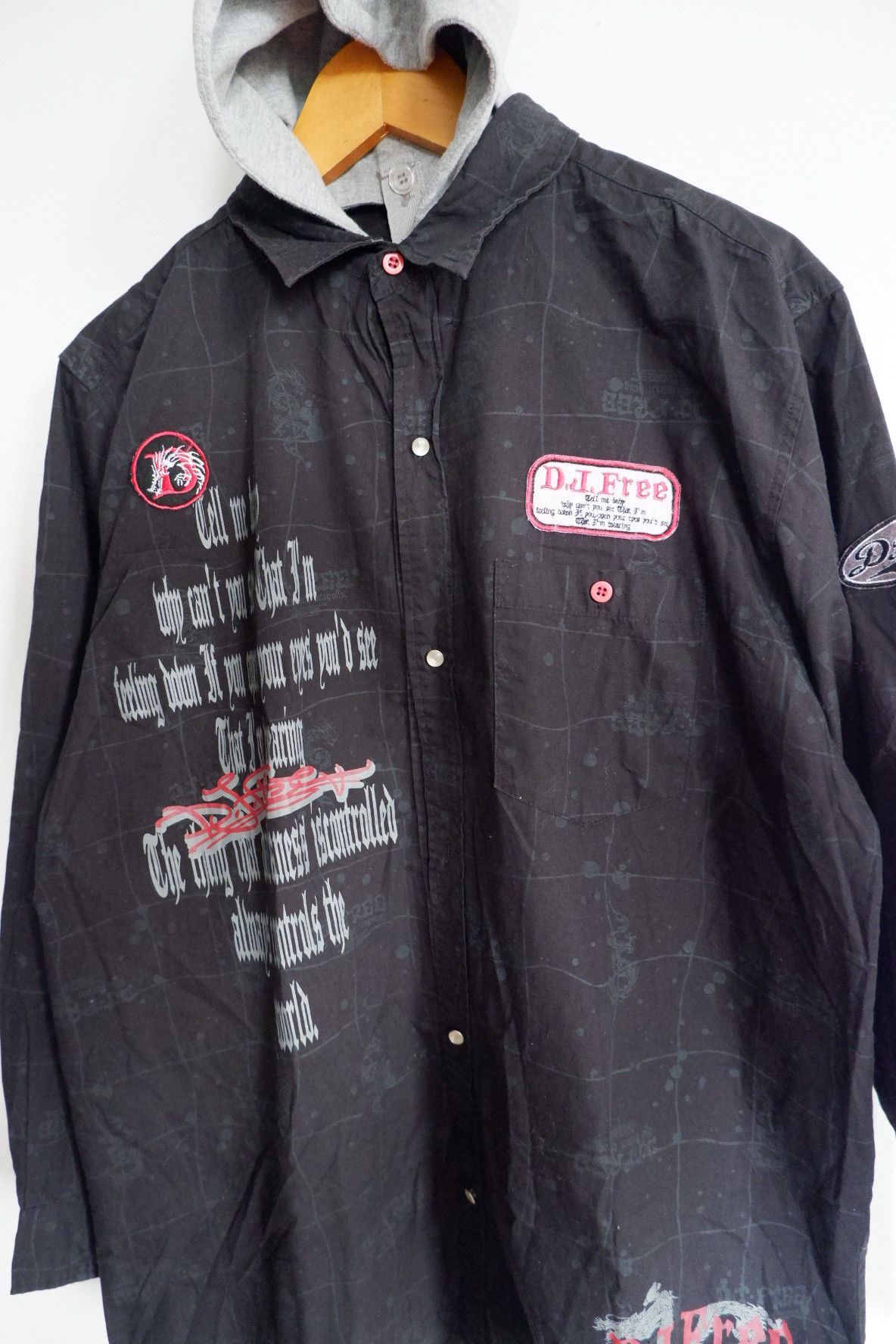 Dogtown × Vintage Vintage Y2K DJ Free Button Shirts Hooded Size US L / EU 52-54 / 3 - 3 Thumbnail