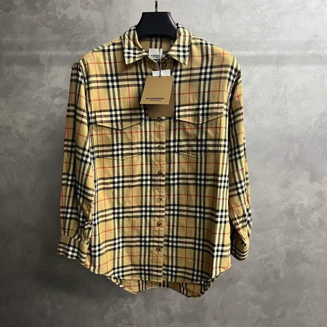 Burberry Burberry Cotton Plaid Beige Shirt 2 Men Size US XS / EU 42 / 0 - 1 Thumbnail