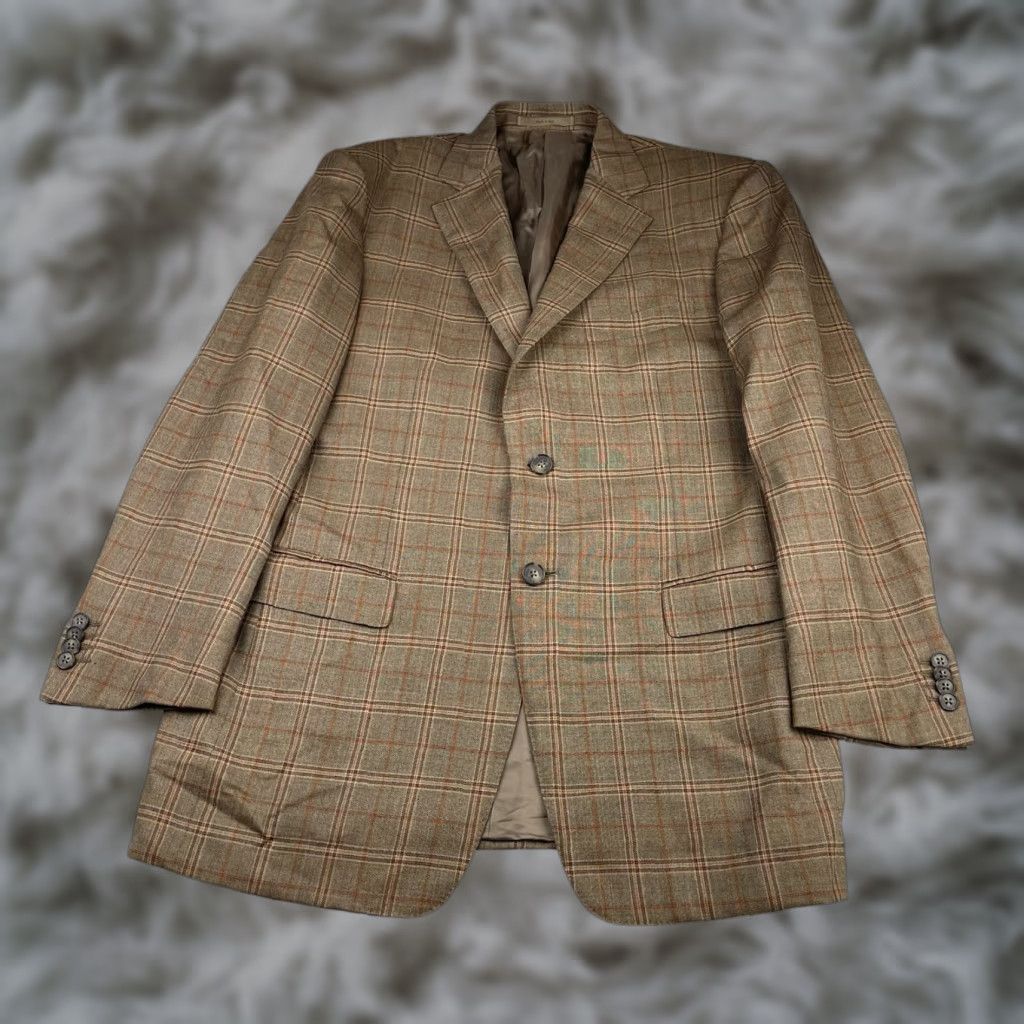 Ermenegildo Zegna Trofeo Blazer Brown Plaid Italy 40R US 50 EU Men's