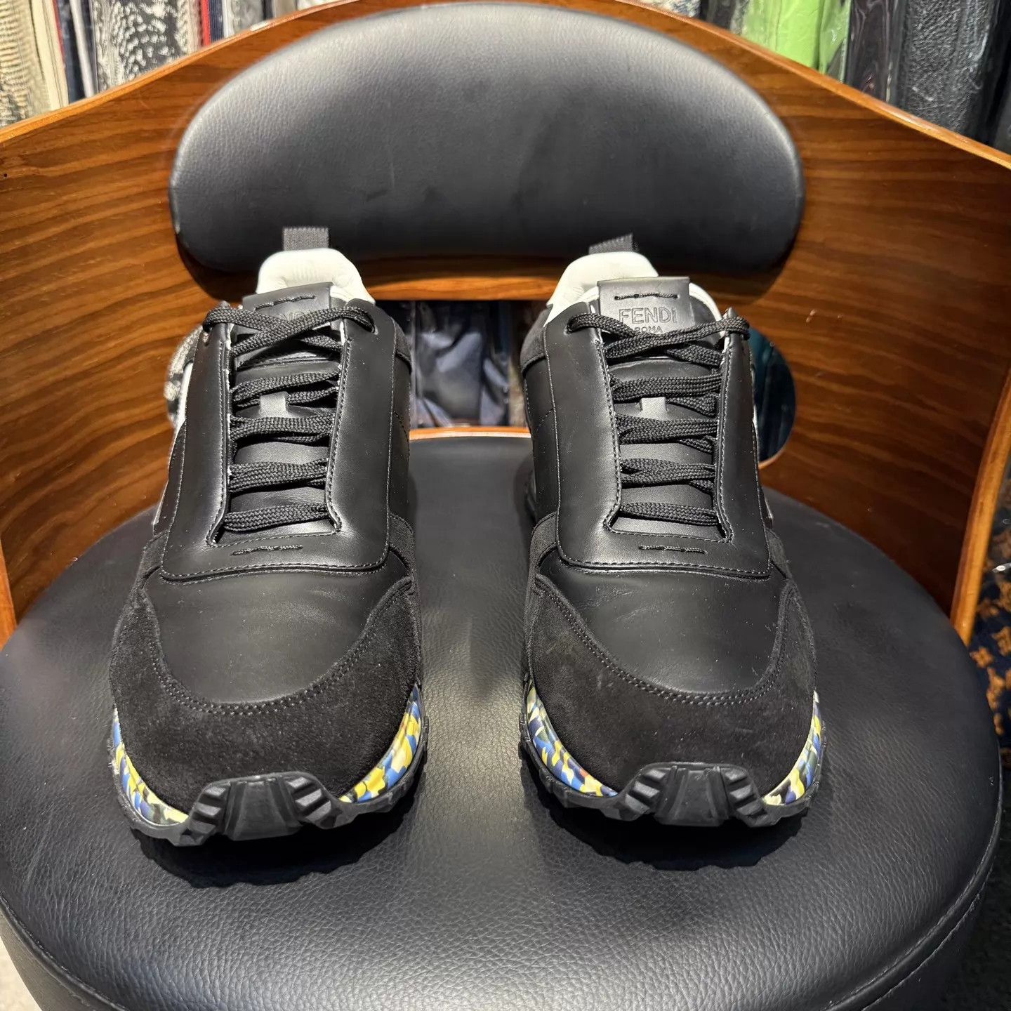 Fendi Fendi FF Logo Leather Panelled Sneakers Black 99 New 7/41 Size US 8 / EU 41 - 2 Thumbnail