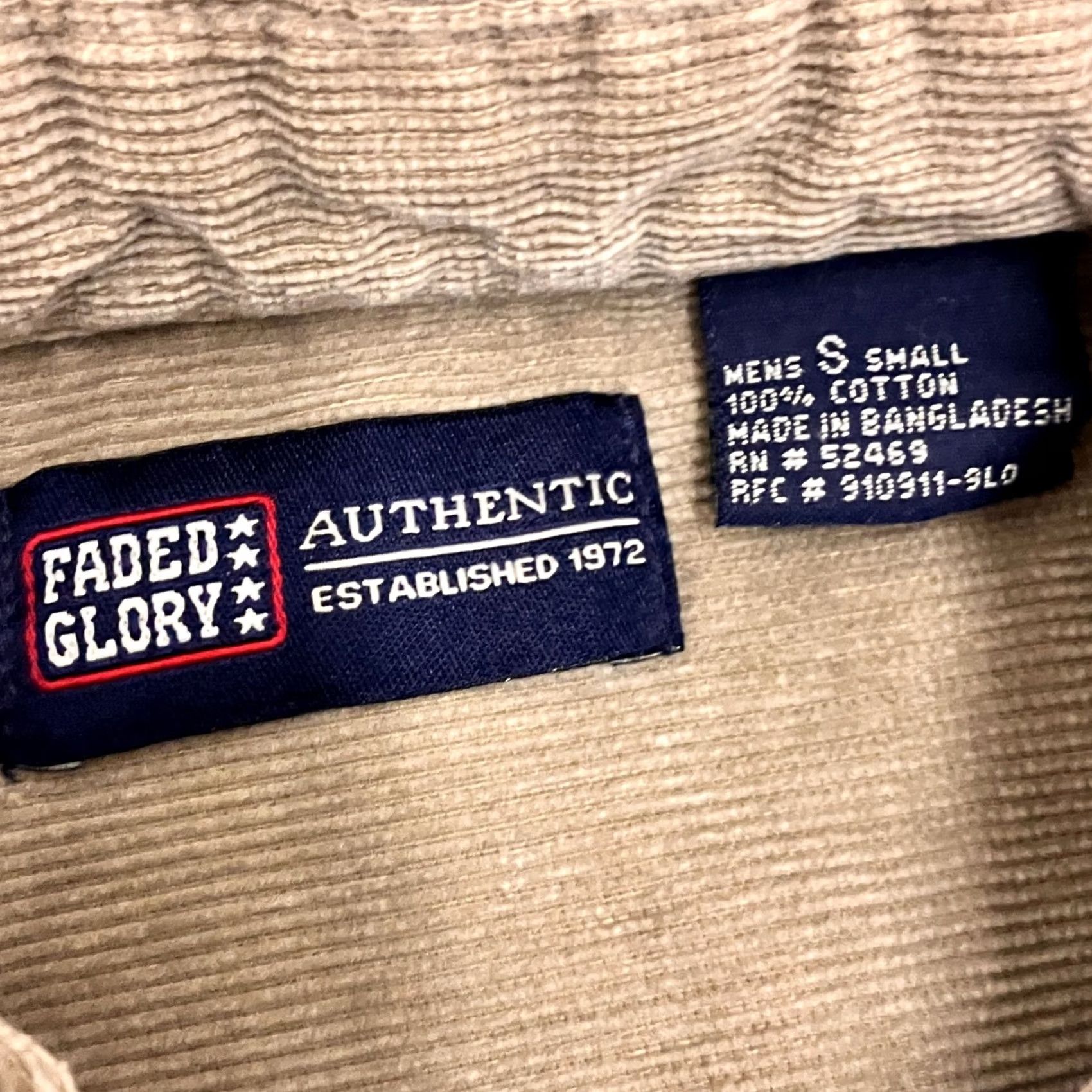 Faded Glory VINTAGE Faded Glory Shirt Mens Small Beige Long Sleeve Cotton Size US S / EU 44-46 / 1 - 5 Thumbnail