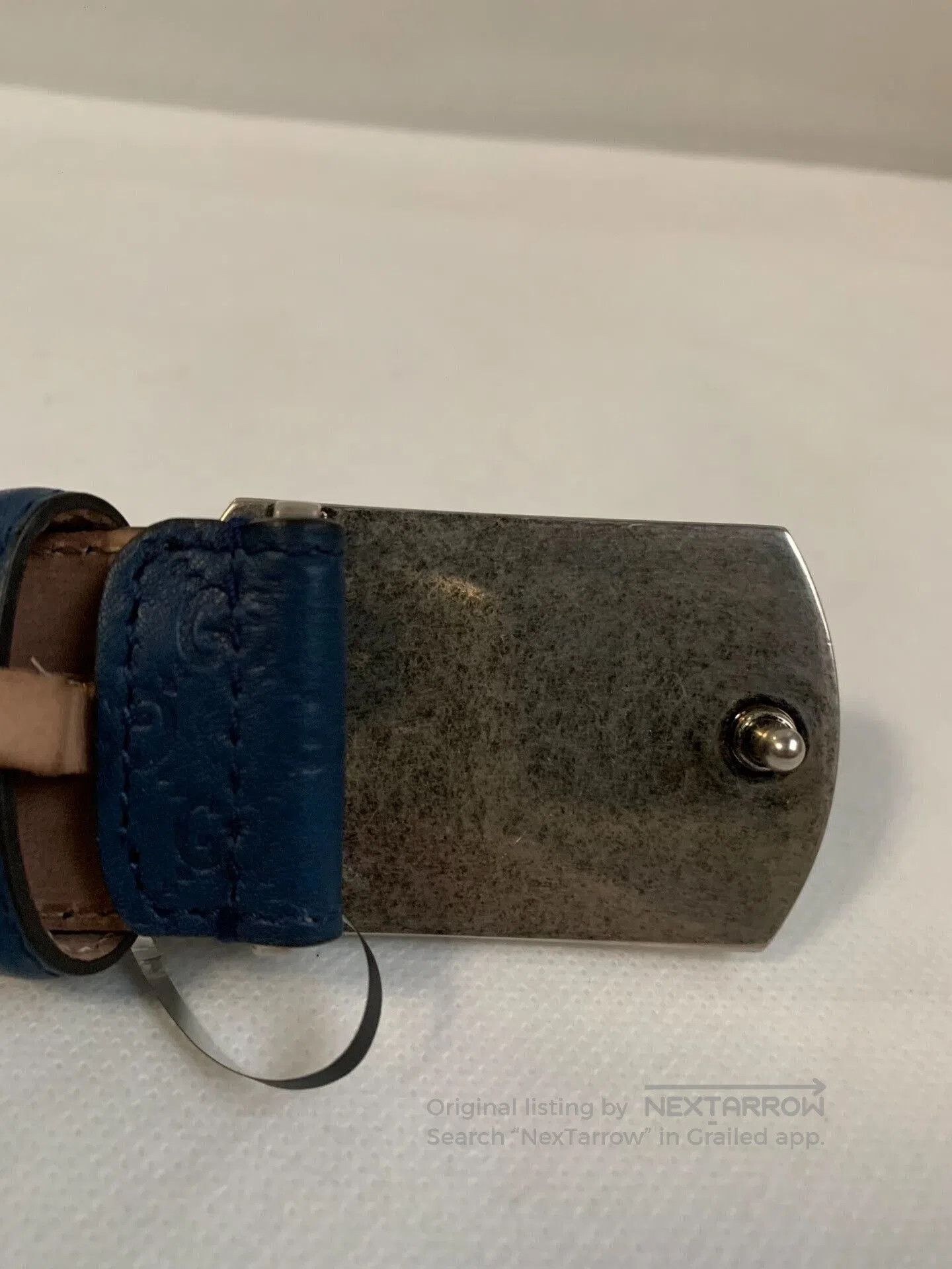 Gucci Gucci Dark Blue Leather Belt. Size ONE SIZE - 2 Thumbnail