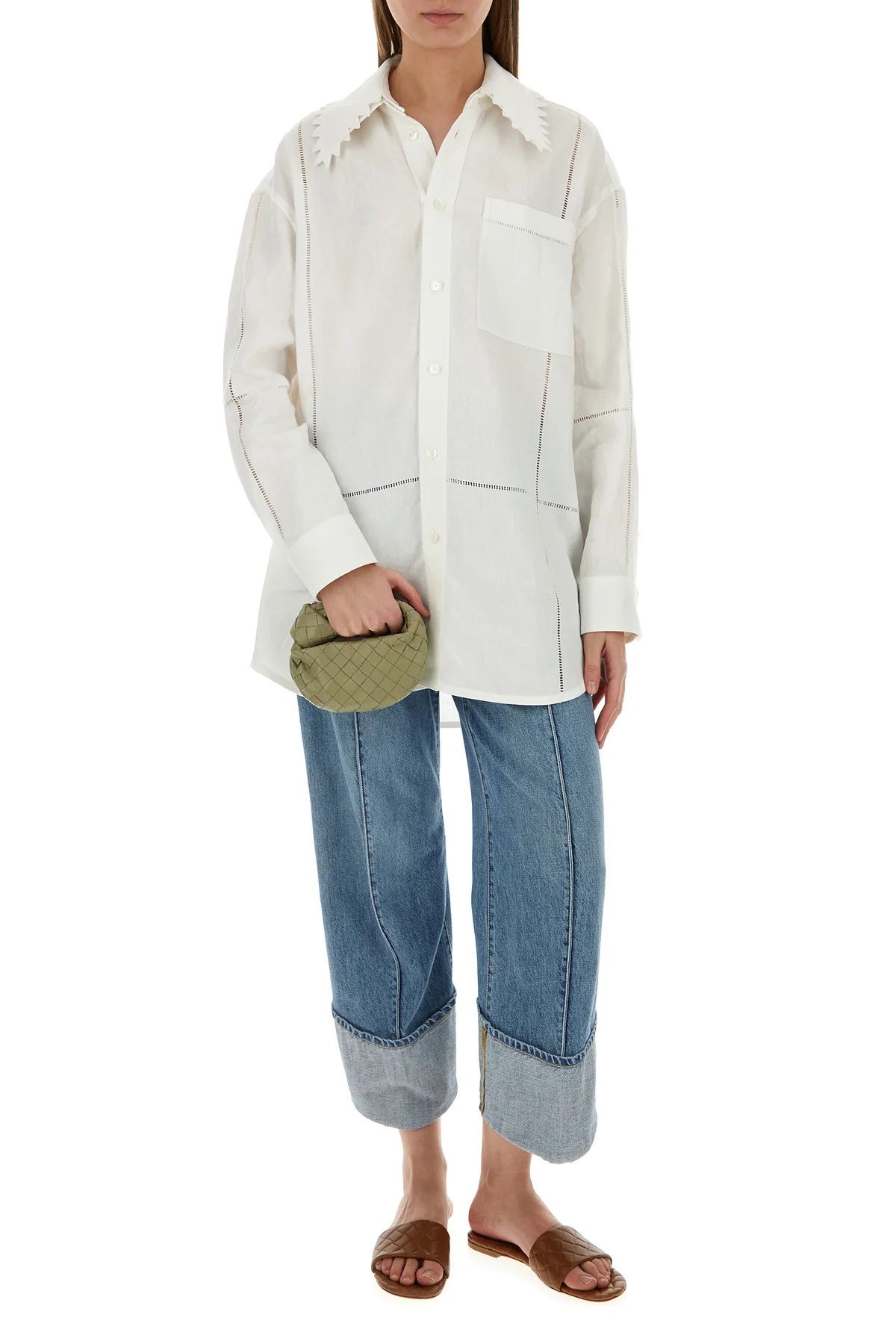 Bottega Veneta Light Blue Curved Shape Cropped Jeans Size 30" / US 8 / IT 44 - 5 Thumbnail