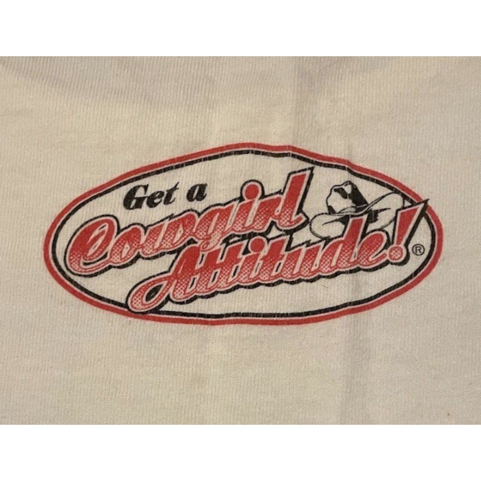 Vintage Vtg 90s Cowgirl Attitude Faded Cropped Shirt White - Single Stitch T-Shirt Womens One Size Cowgirl Joke Vintage 80s 90s Fashion Size ONE SIZE - 4 Thumbnail