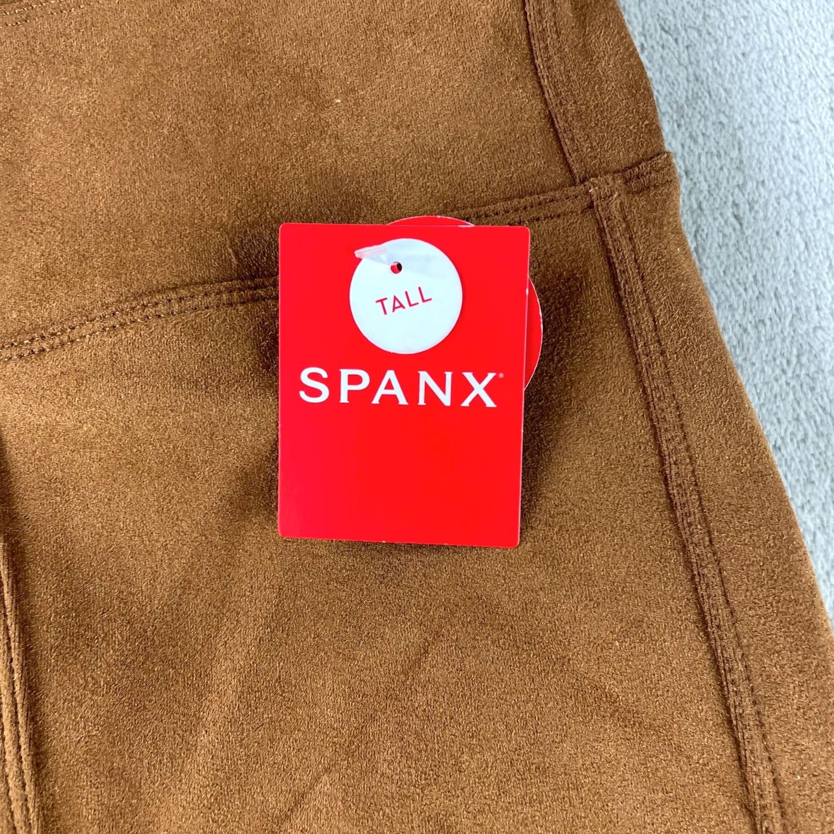 Spanx Spanx Faux Suede Leggings Women 1XT Tall Rich Caramel Slim Fit Pull On NWT Size 40" / US 18 - 4 Thumbnail