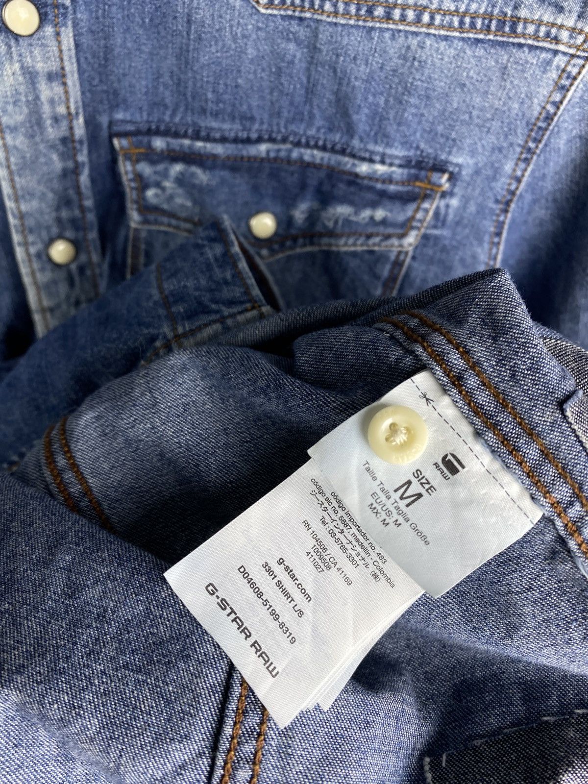 G-Star × Vintage G-Star Raw Distressed Patch Work Denim Shirt Blue Western Size US M / EU 48-50 / 2 - 11 Thumbnail