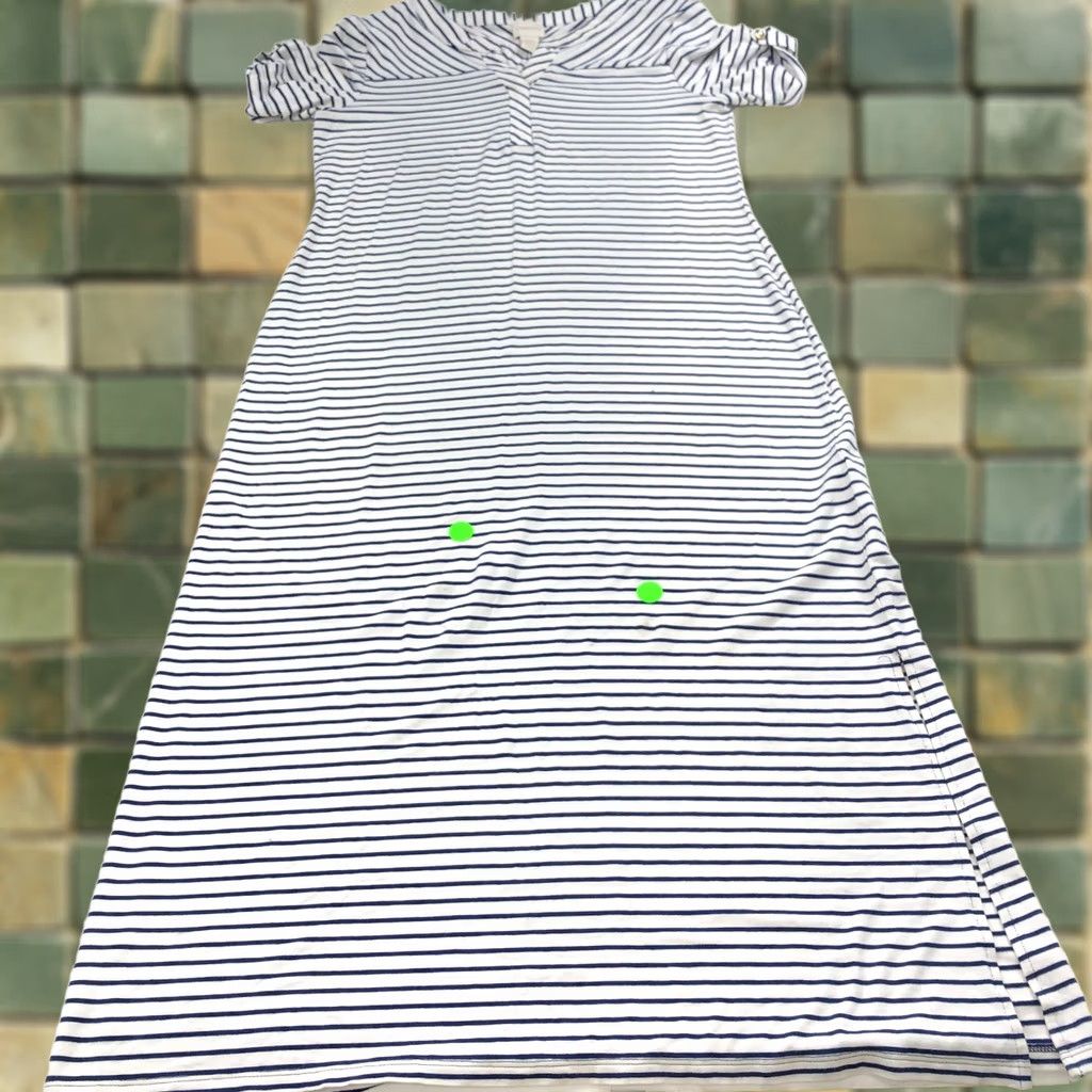Vintage Chico's 0 Petite Women's Midi Shirt Dress Blue Striped Short Sleeve Pullover Round Neck Casual Dress Women XS- Petite 0P Women Size XS / US 0-2 / IT 36-38 - 1 Thumbnail