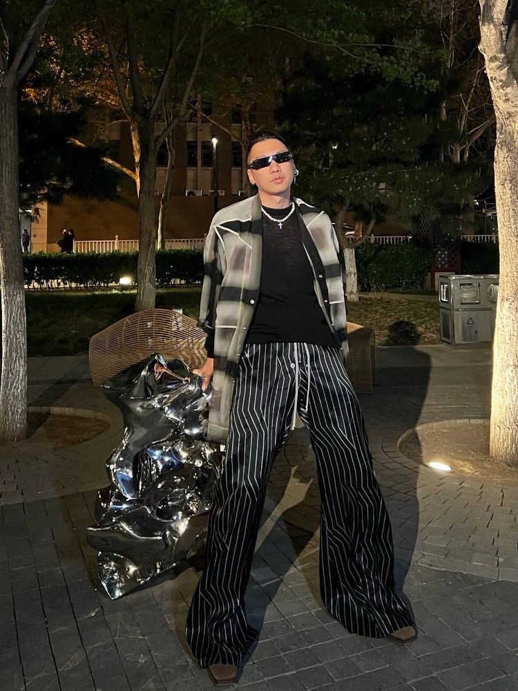 Rick Owens Rick Owens 23 SS striped wide-leg pants Size US 38 / EU 54 - 5 Thumbnail
