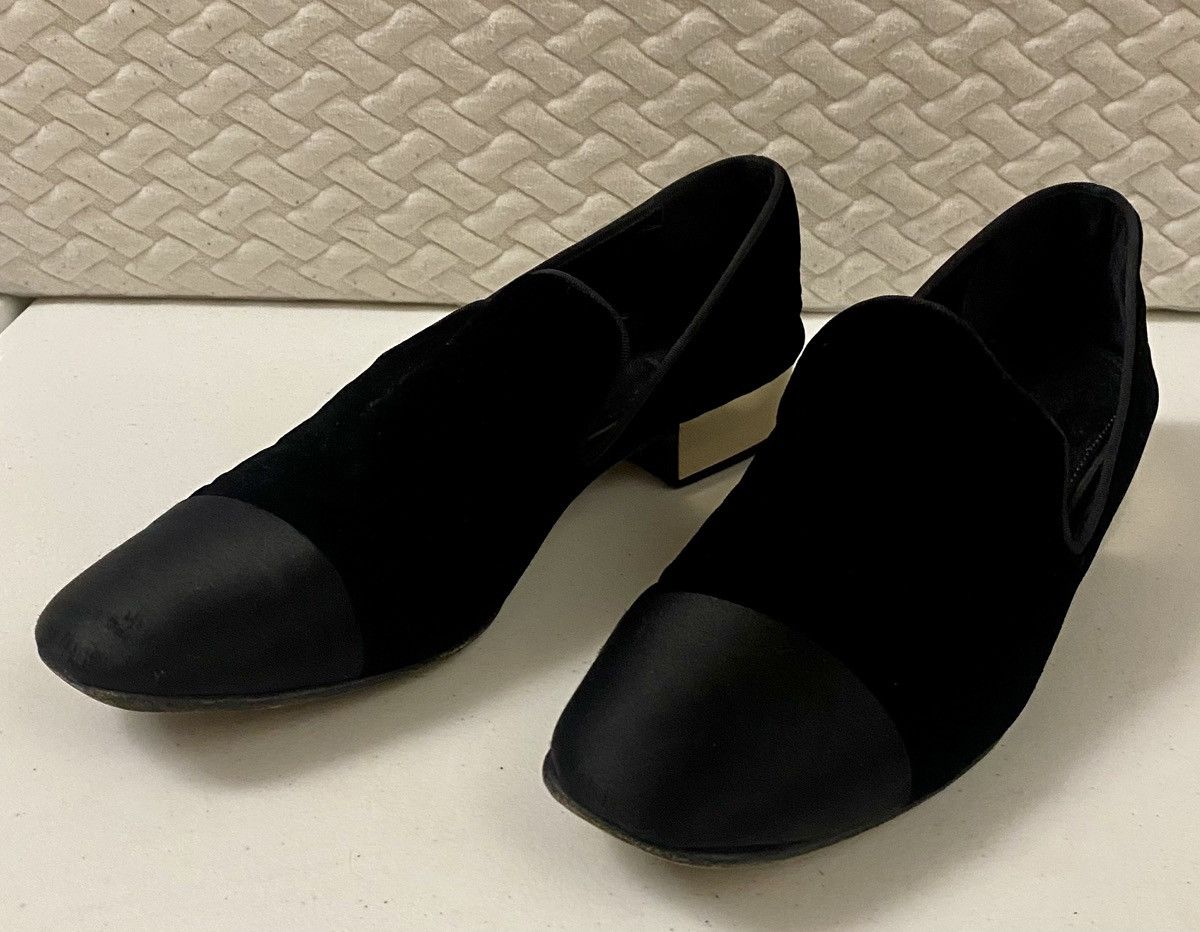 Giambattista Valli Giambattista Valli Black Velvet, Silk Mirrored Heel Loafer Size US 10 / IT 40 - 15 Thumbnail