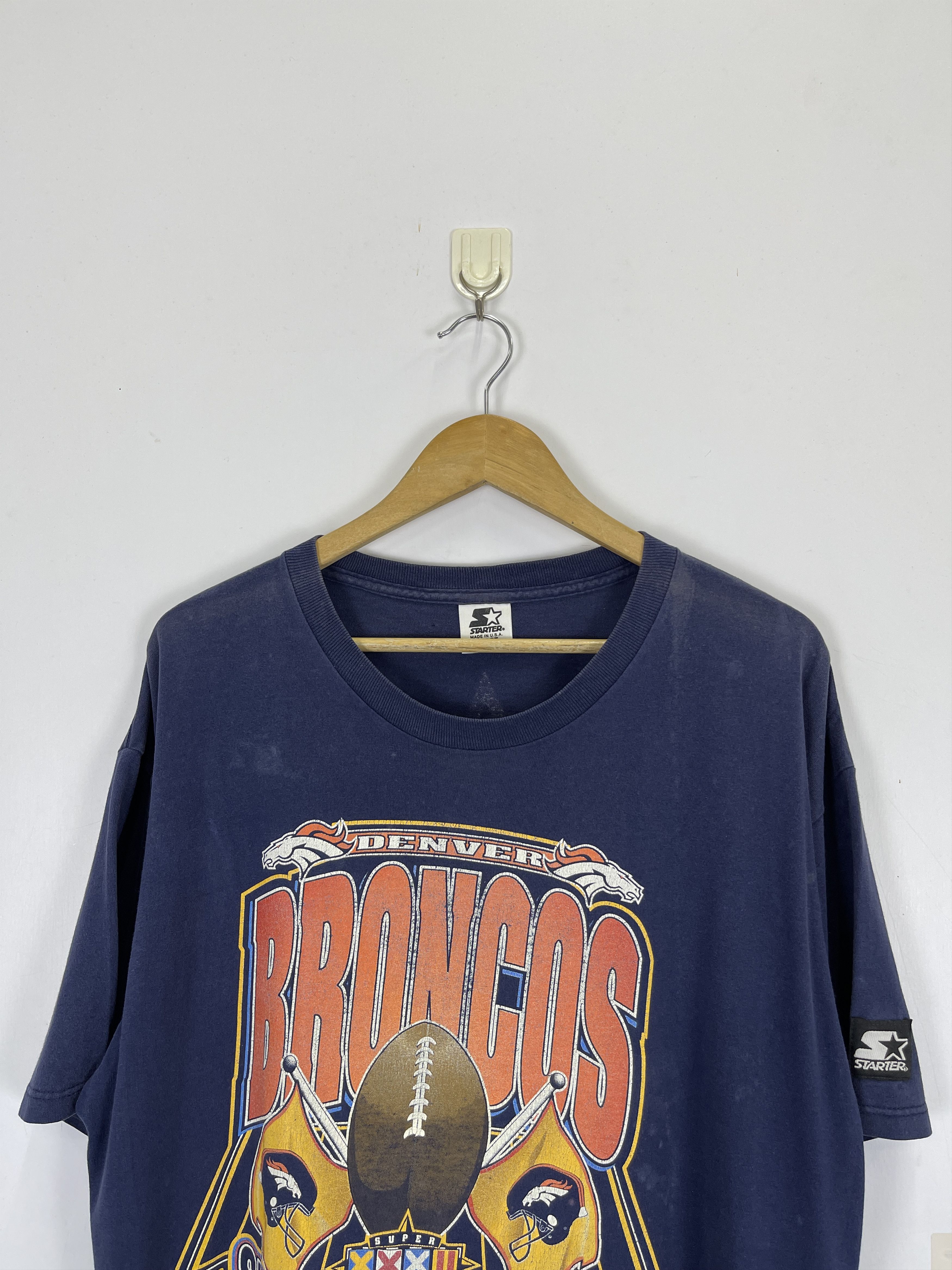 NFL × Starter × Vintage 90s Vintage Denver Broncos Super Bowl XXXII Tee TA0440 Size US L / EU 52-54 / 3 - 2 Thumbnail