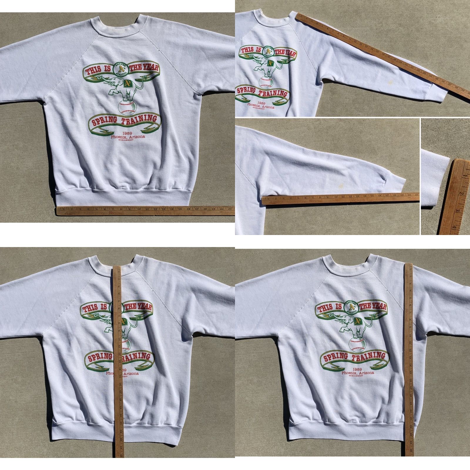 Vintage VINTAGE Oakland Athletics Oakland A’s Spring Training 1989 Raglan Sweatshirt XL White Mens Pullover Raglan 80s Baseball Baseball Sweatshirt Size US XL / EU 56 / 4 - 11 Thumbnail