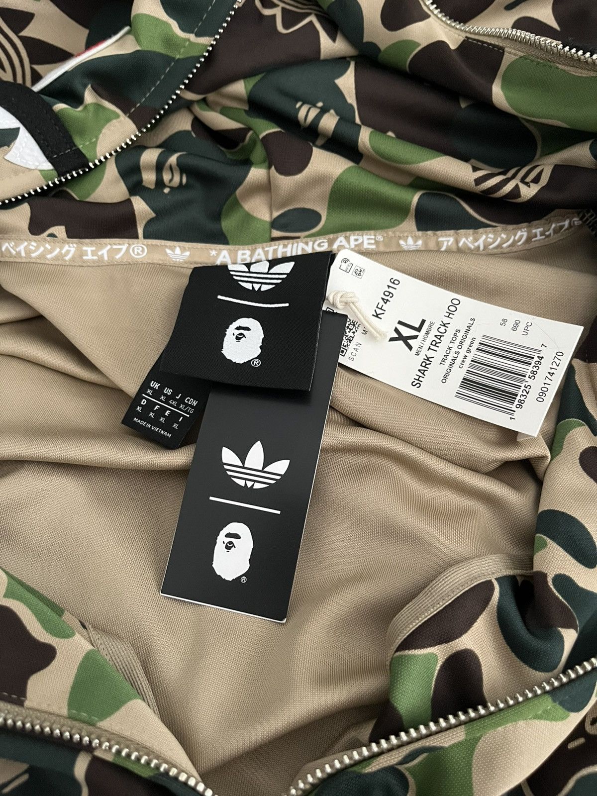 Adidas × Bape Camo Shark Full Zip Hoodie Size US XL / EU 56 / 4 - 7 Thumbnail
