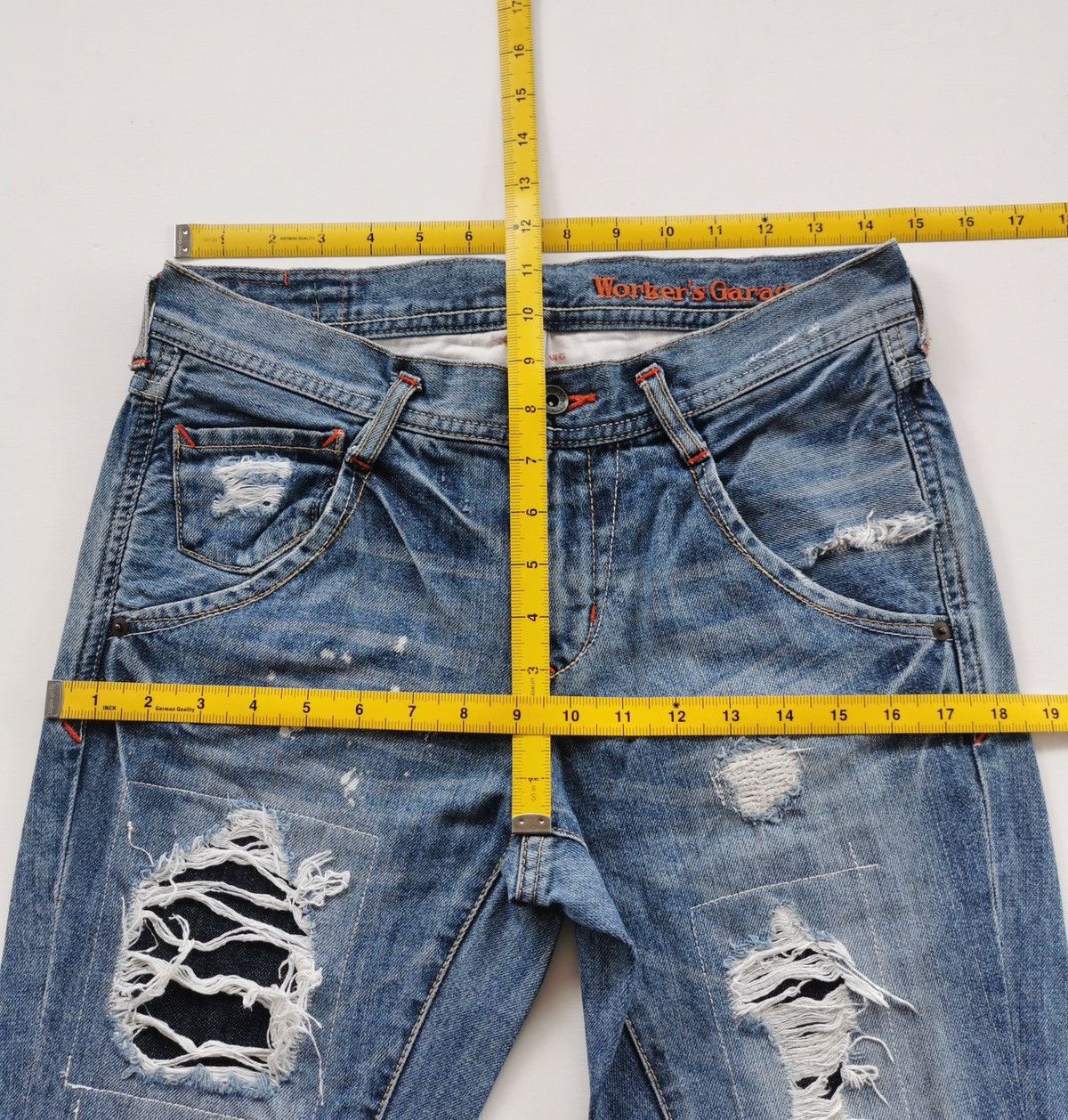 Japanese Brand Workers Garage Patchwork Distressed Denim Jeans Size 29" - 8 Thumbnail