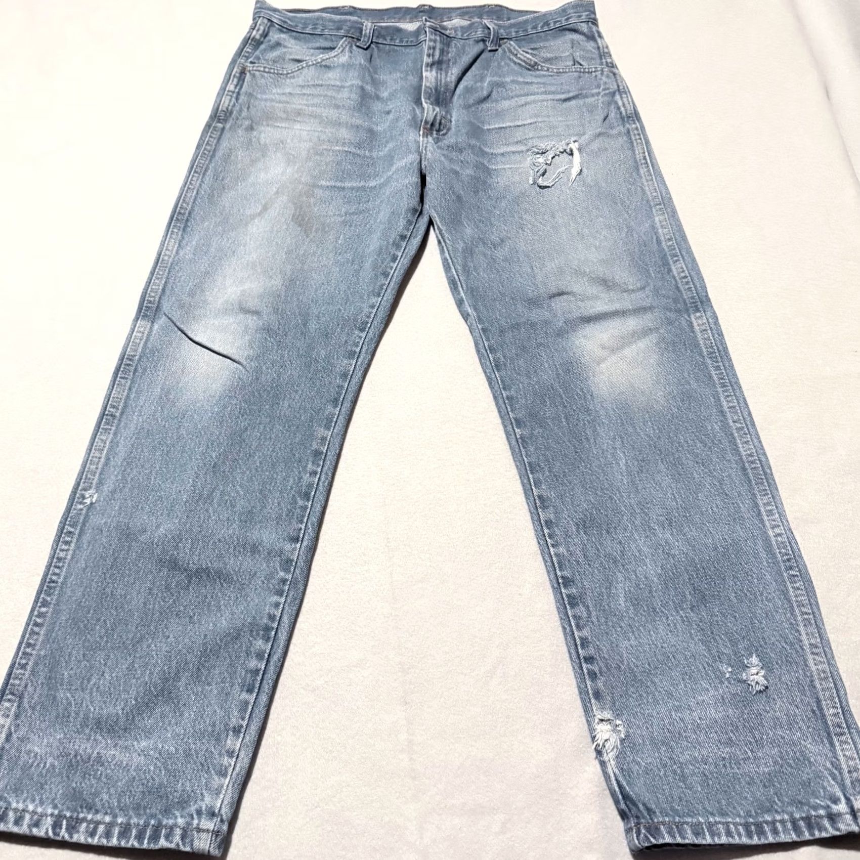 Wrangler Wrangler Rustler Straight Jeans Regular 36 Blue Mens 36 X 30 Stonewash Denim Distressed Cowboy Western 90s? Size US 36 / EU 52 - 2 Thumbnail
