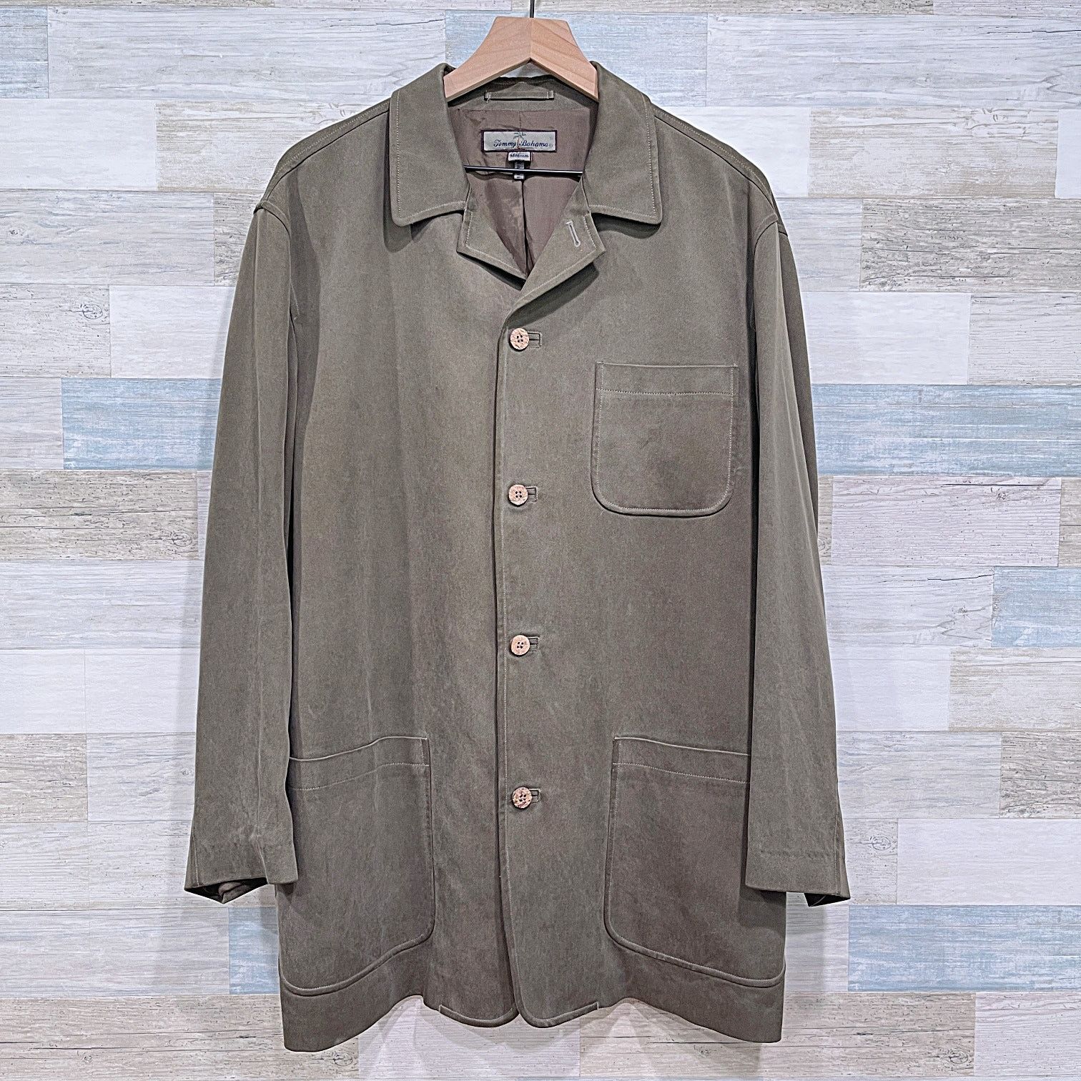 Tommy Bahama Tommy Bahama Silk Notch Collar Jacket Green Button Down M Size US M / EU 48-50 / 2 - 1 Thumbnail